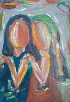 "I rely on you" ( contemporary painting of two women )
