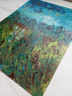 Contemporary art Impressionist abstract nature landscape oil painting on paper