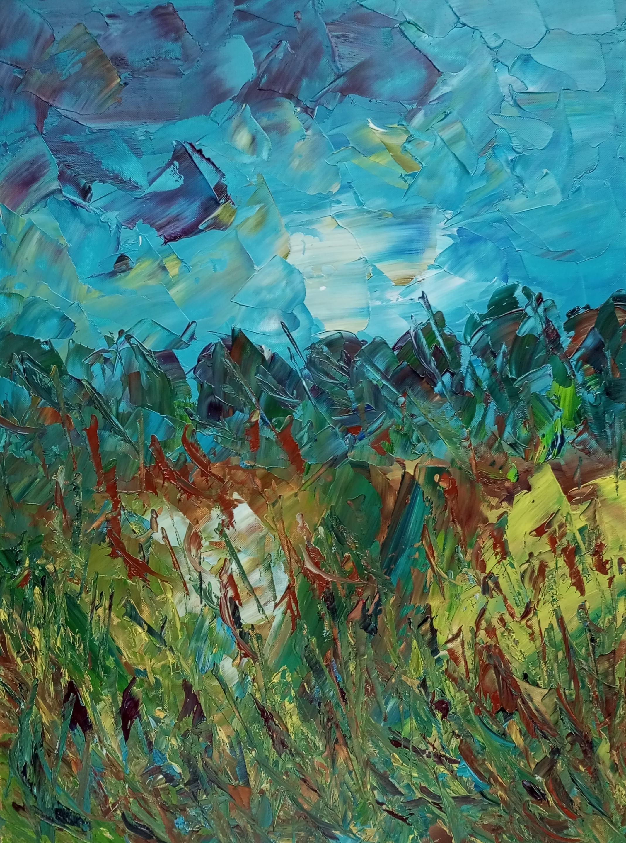 Contemporary art Impressionist abstract nature landscape oil painting on paper