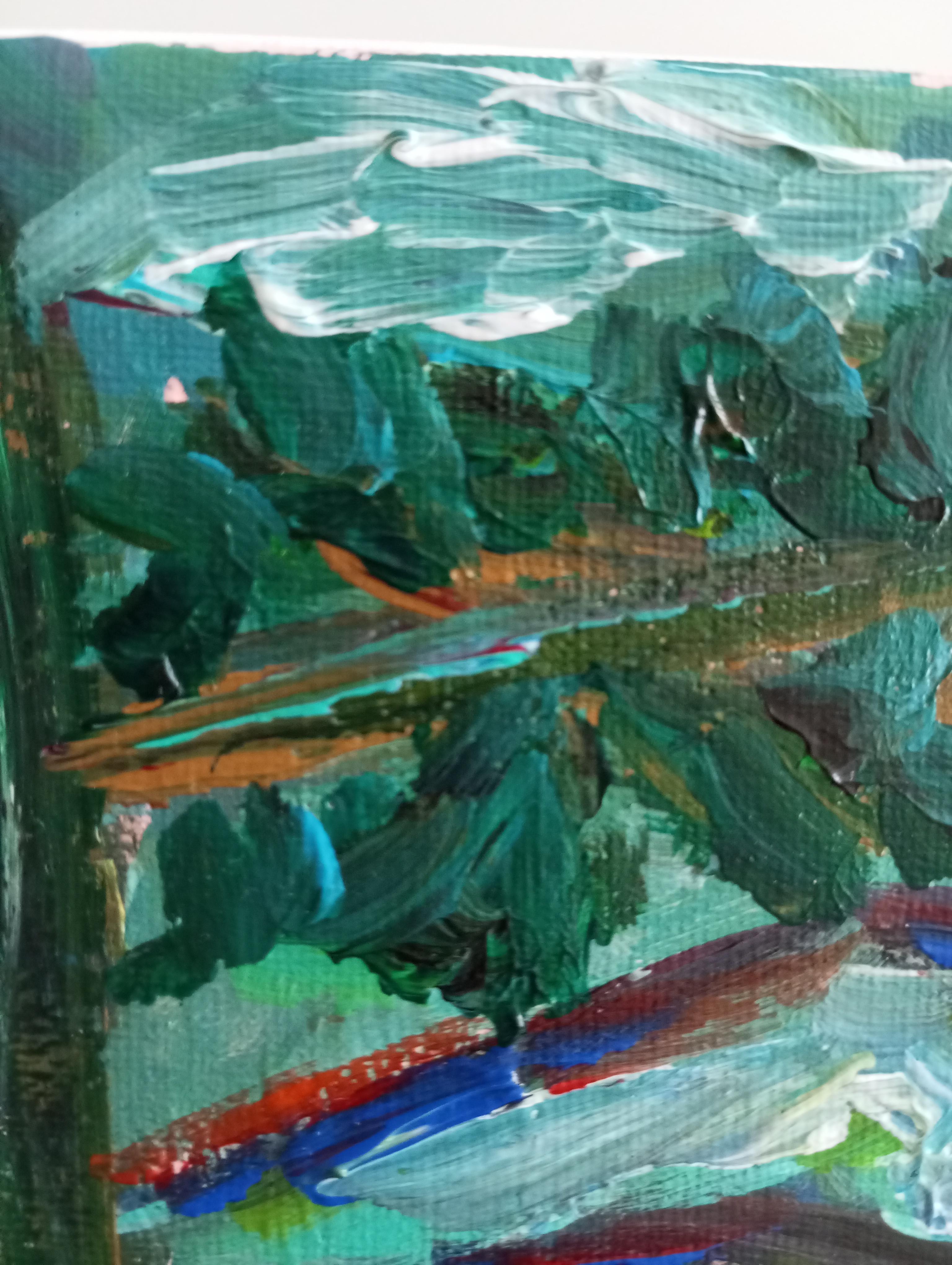 Paysage de nature contemporain, peinture acrylique sur toile ( sud de la France) en vente 5