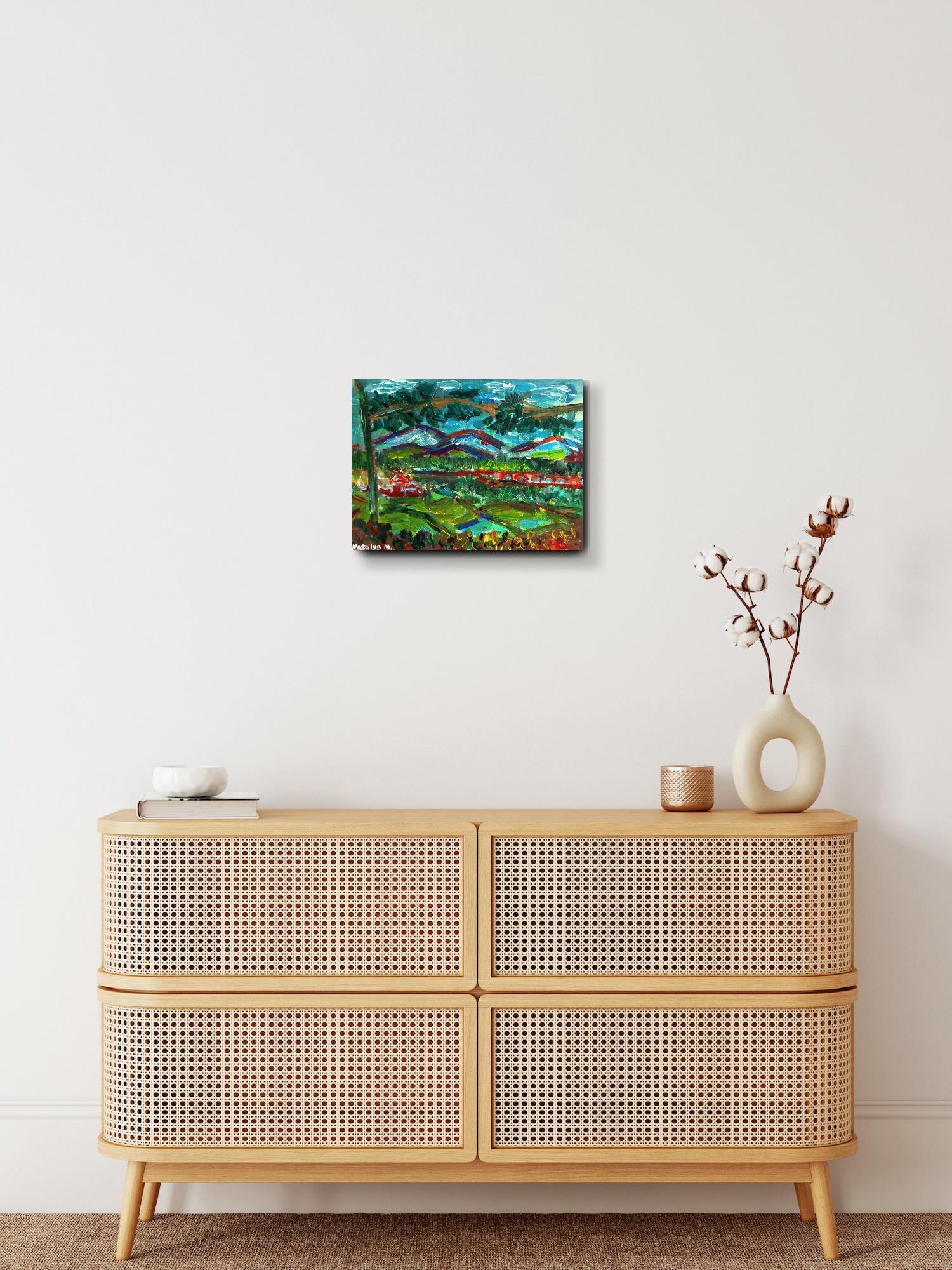 Paysage de nature contemporain, peinture acrylique sur toile ( sud de la France) en vente 11