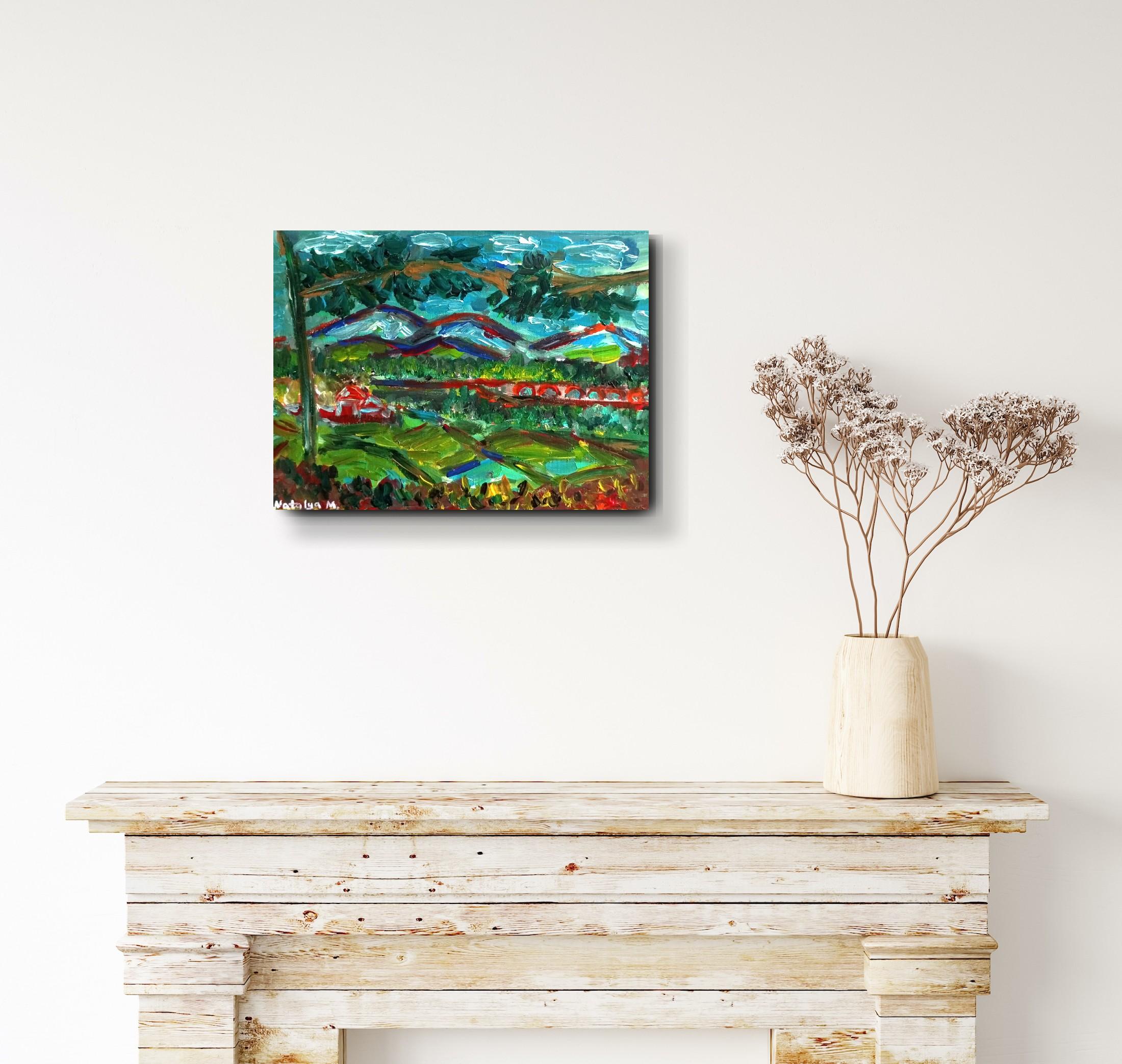 Paysage de nature contemporain, peinture acrylique sur toile ( sud de la France) en vente 14
