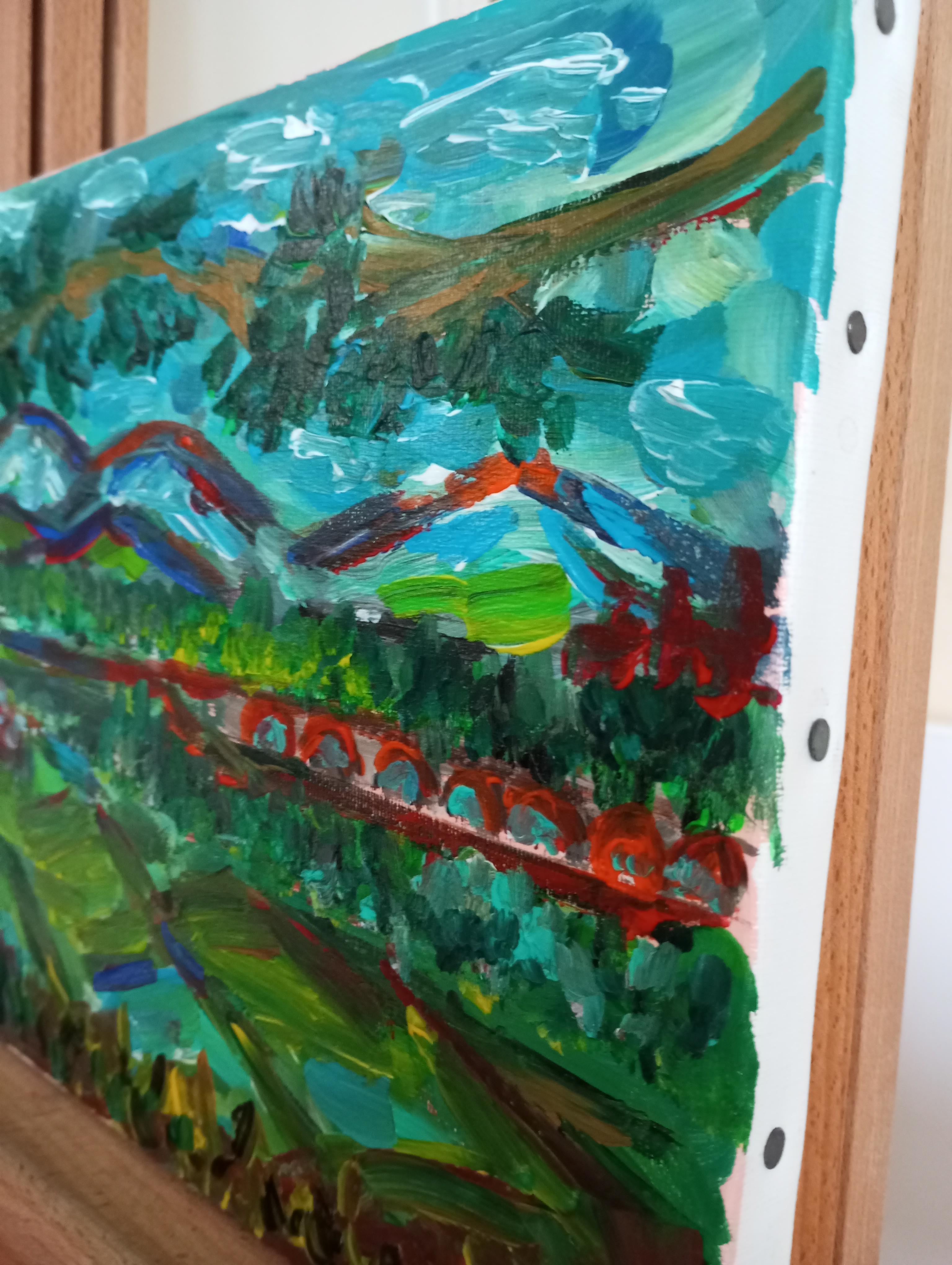 Paysage de nature contemporain, peinture acrylique sur toile ( sud de la France) - Contemporain Painting par Natalya Mougenot 