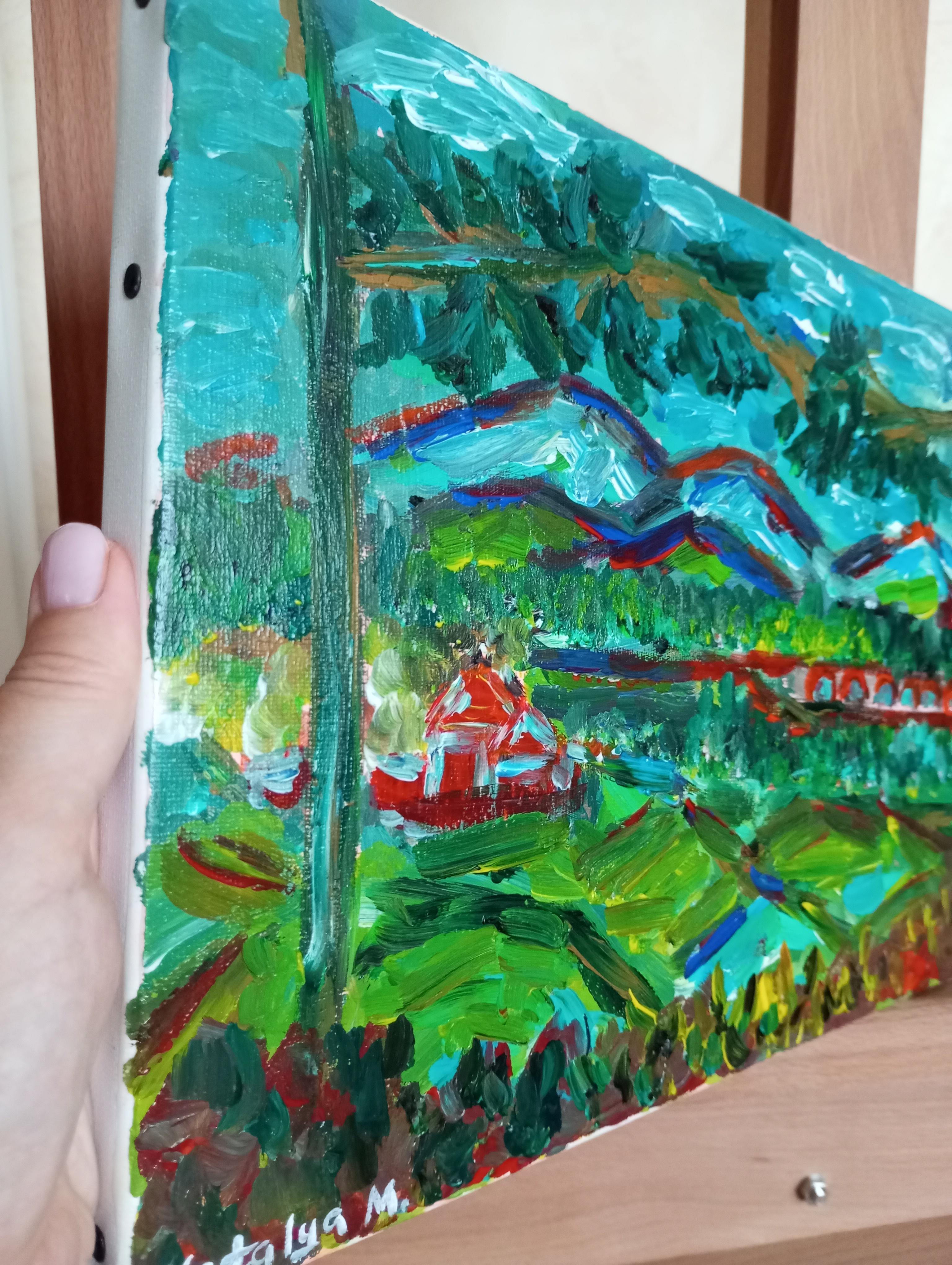 Cette pièce contemporaine et colorée  La peinture de paysage 