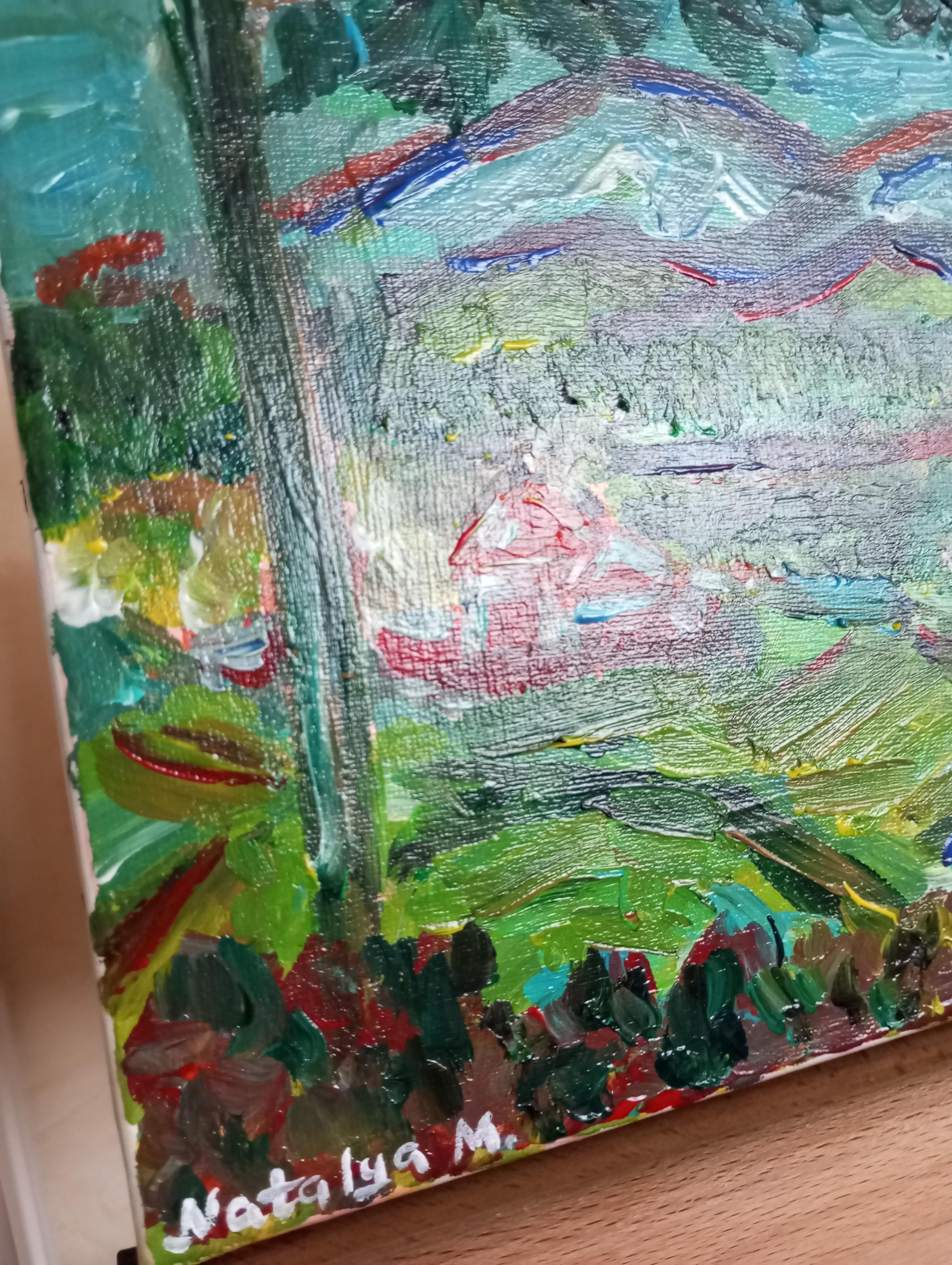 Paysage de nature contemporain, peinture acrylique sur toile ( sud de la France) en vente 1