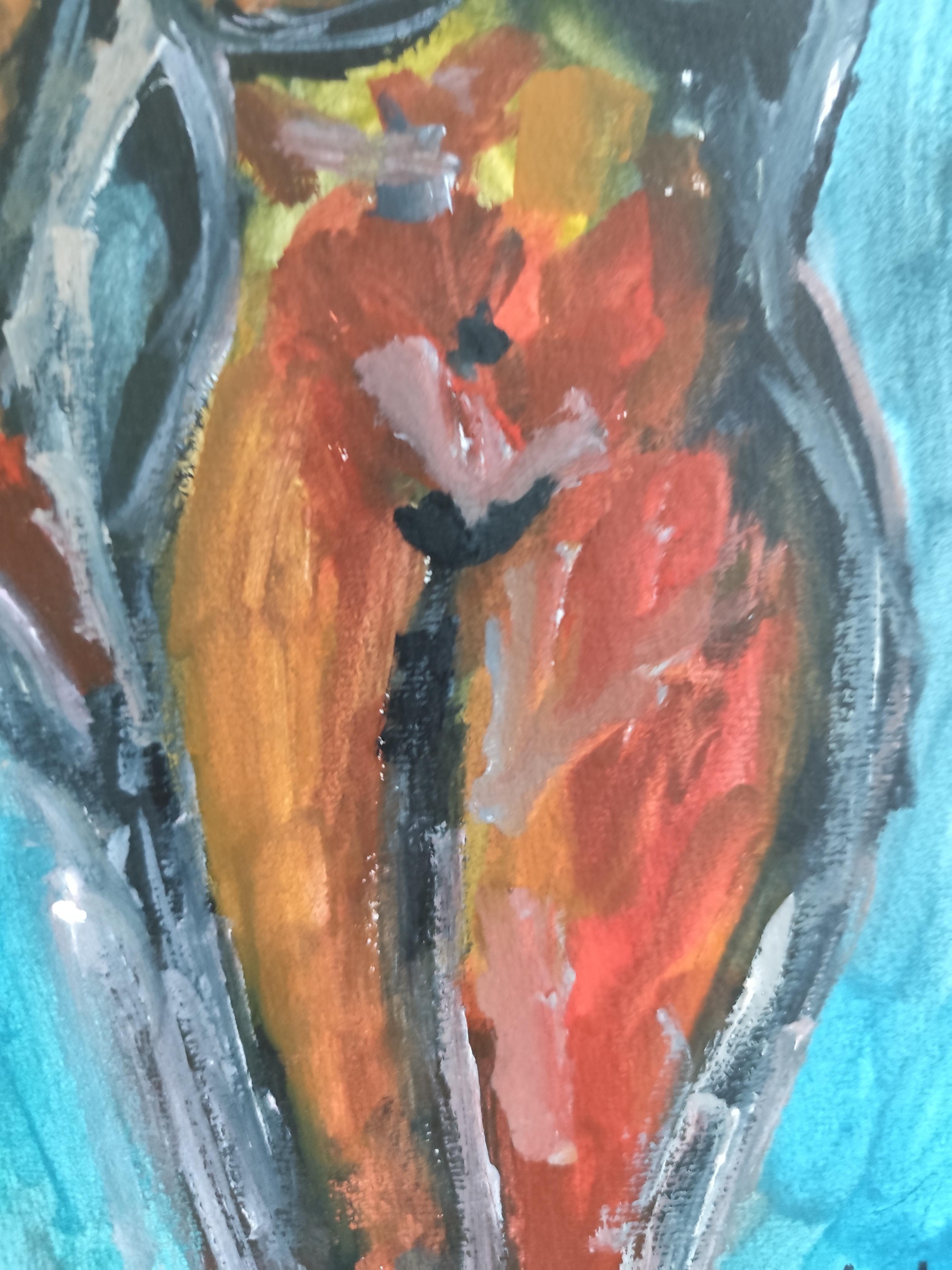 Quadro figurativo astratto ed espressivo contemporaneo di una donna all'acquerello in vendita 11