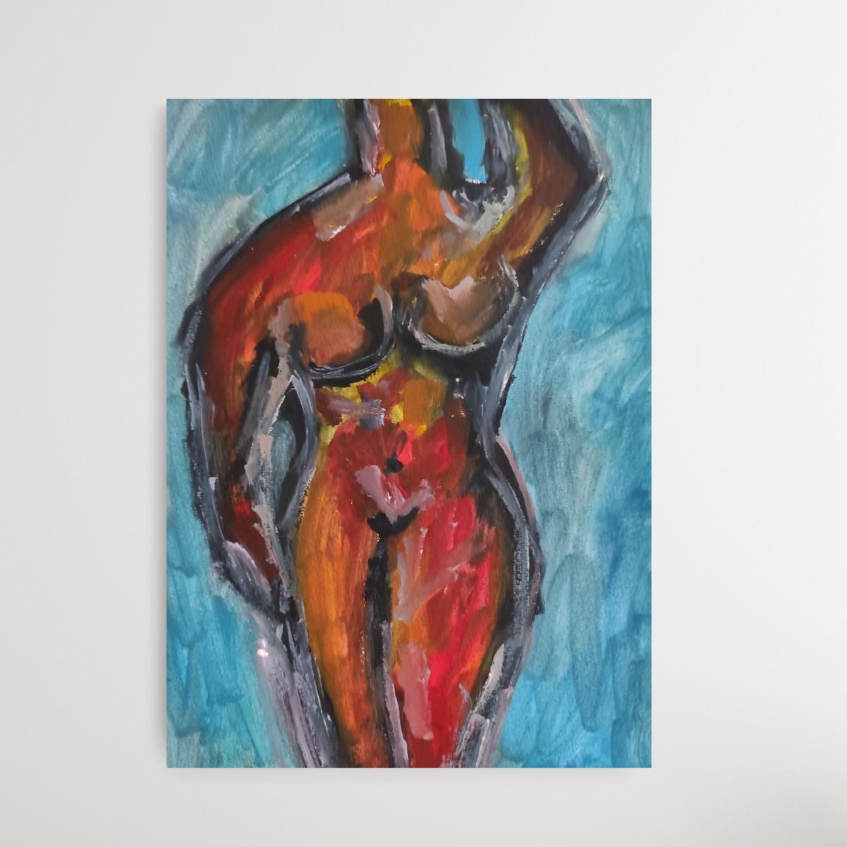 Quadro figurativo astratto ed espressivo contemporaneo di una donna all'acquerello in vendita 2
