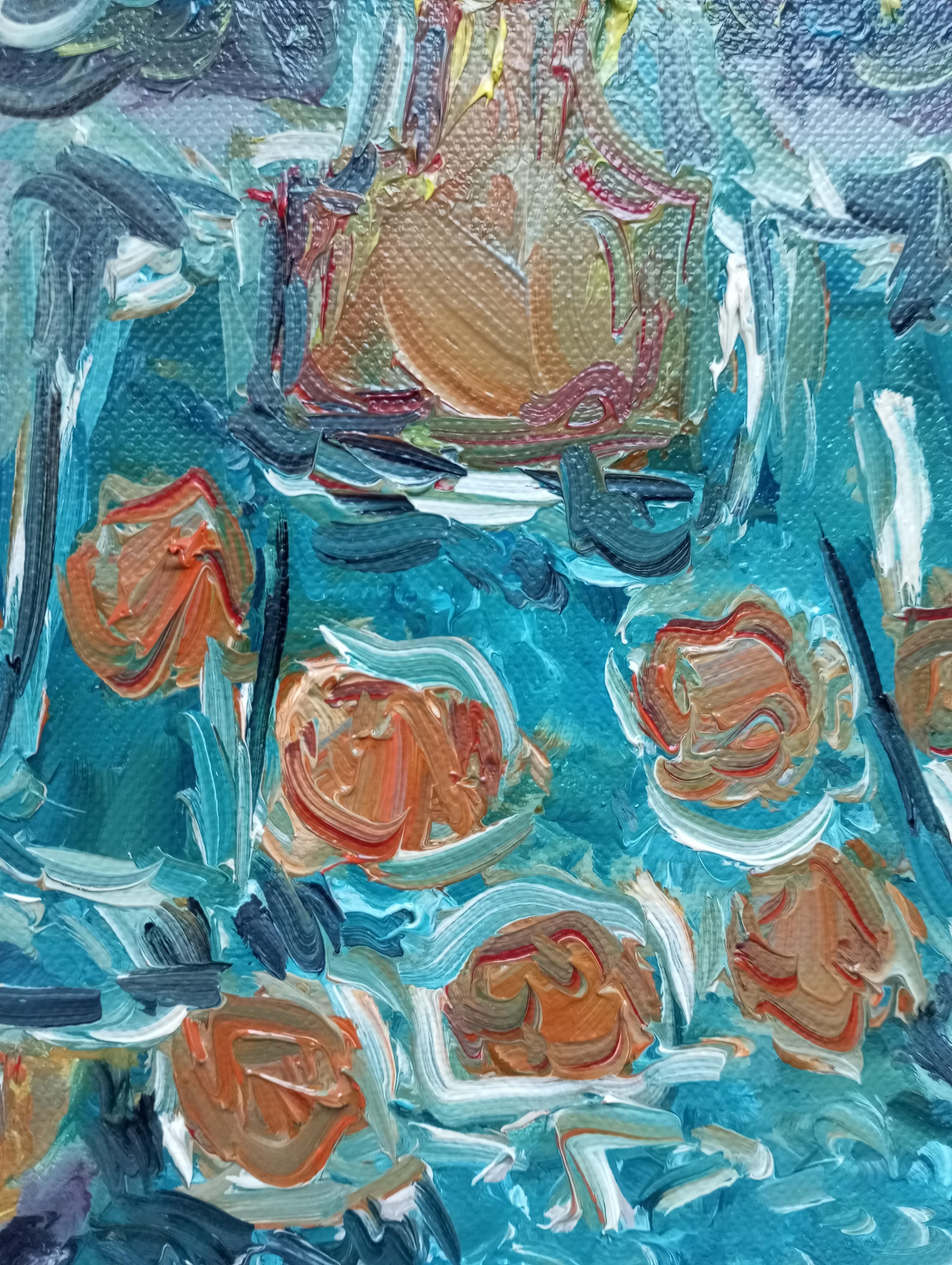 Peinture à l'huile figurative abstraite contemporaine d'une femme sur toile 