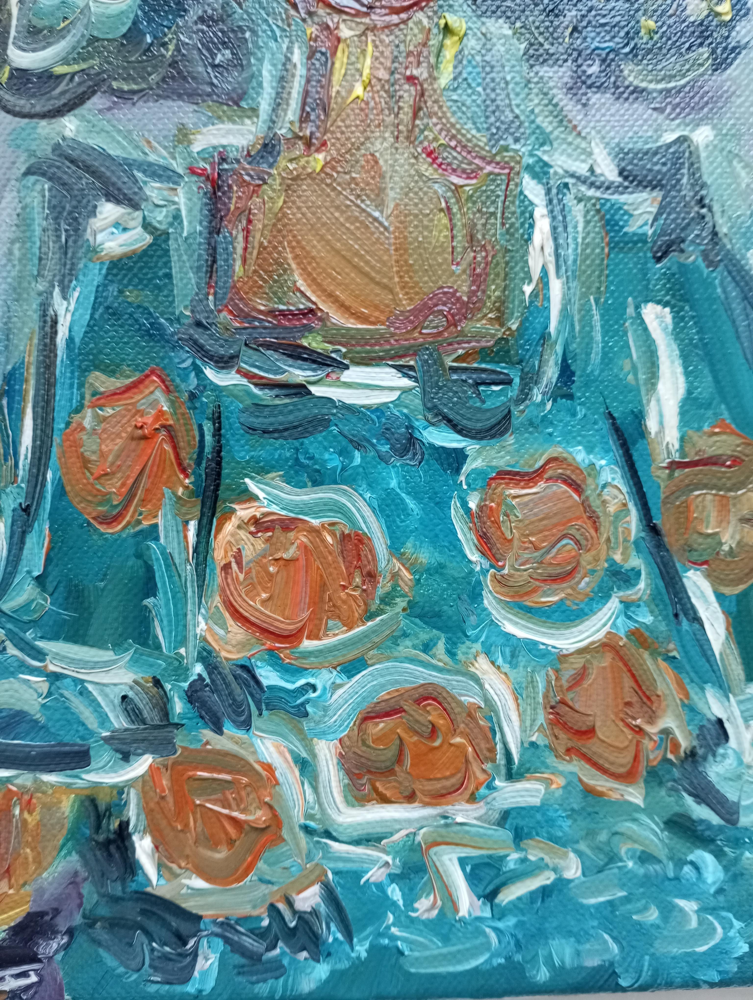 Peinture à l'huile figurative abstraite contemporaine d'une femme sur toile 