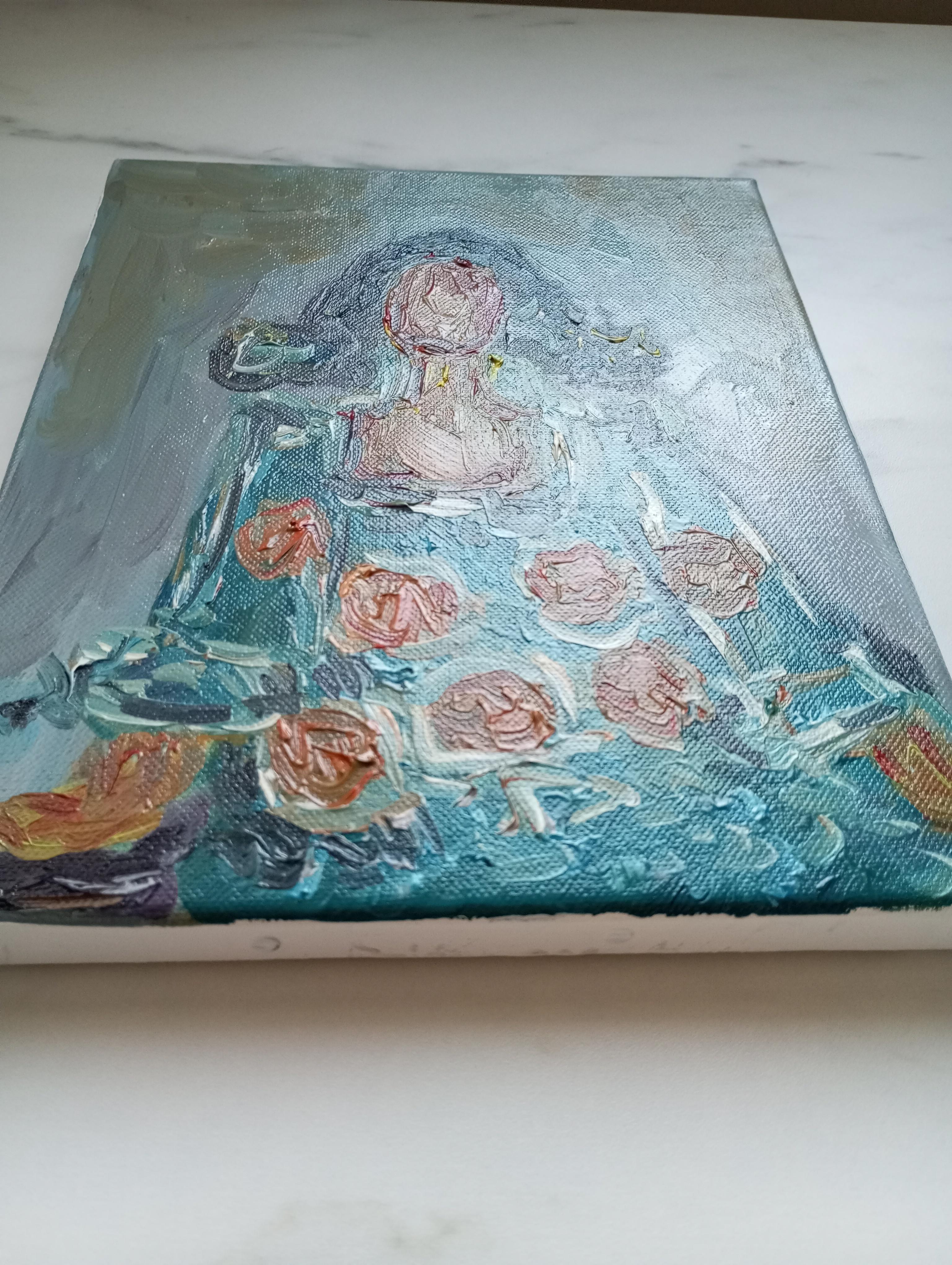 Peinture à l'huile figurative abstraite contemporaine d'une femme sur toile 