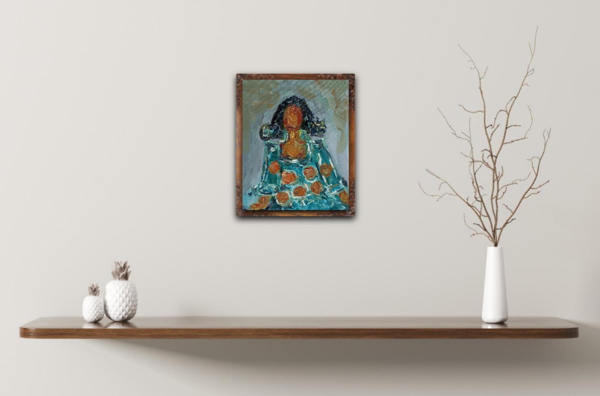 Peinture à l'huile figurative abstraite contemporaine d'une femme sur toile 