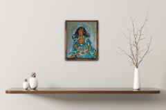 Pintura al óleo figurativa abstracta contemporánea de una mujer sobre lienzo "Vida amorosa"