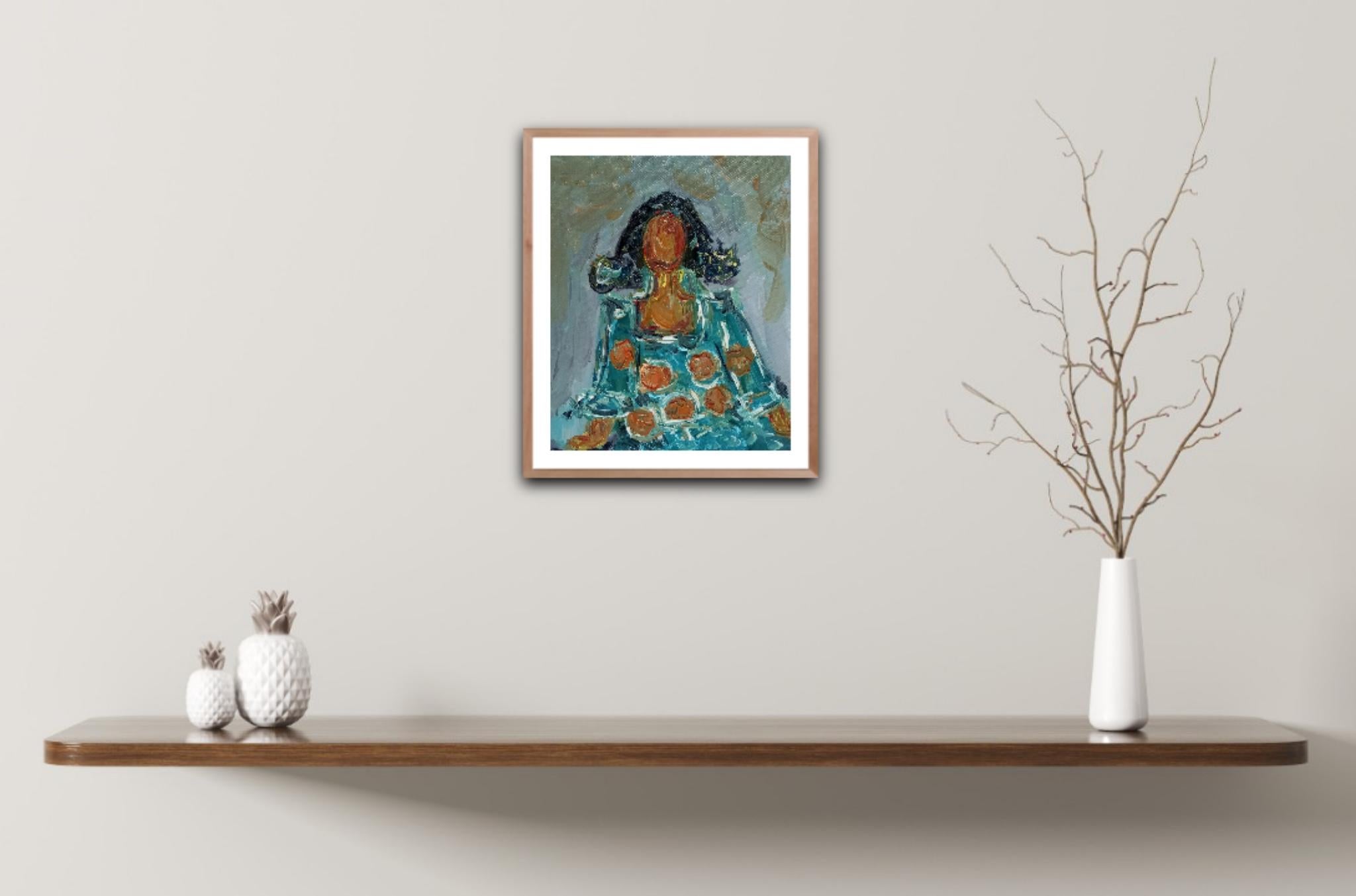 Peinture à l'huile figurative abstraite contemporaine d'une femme sur toile 