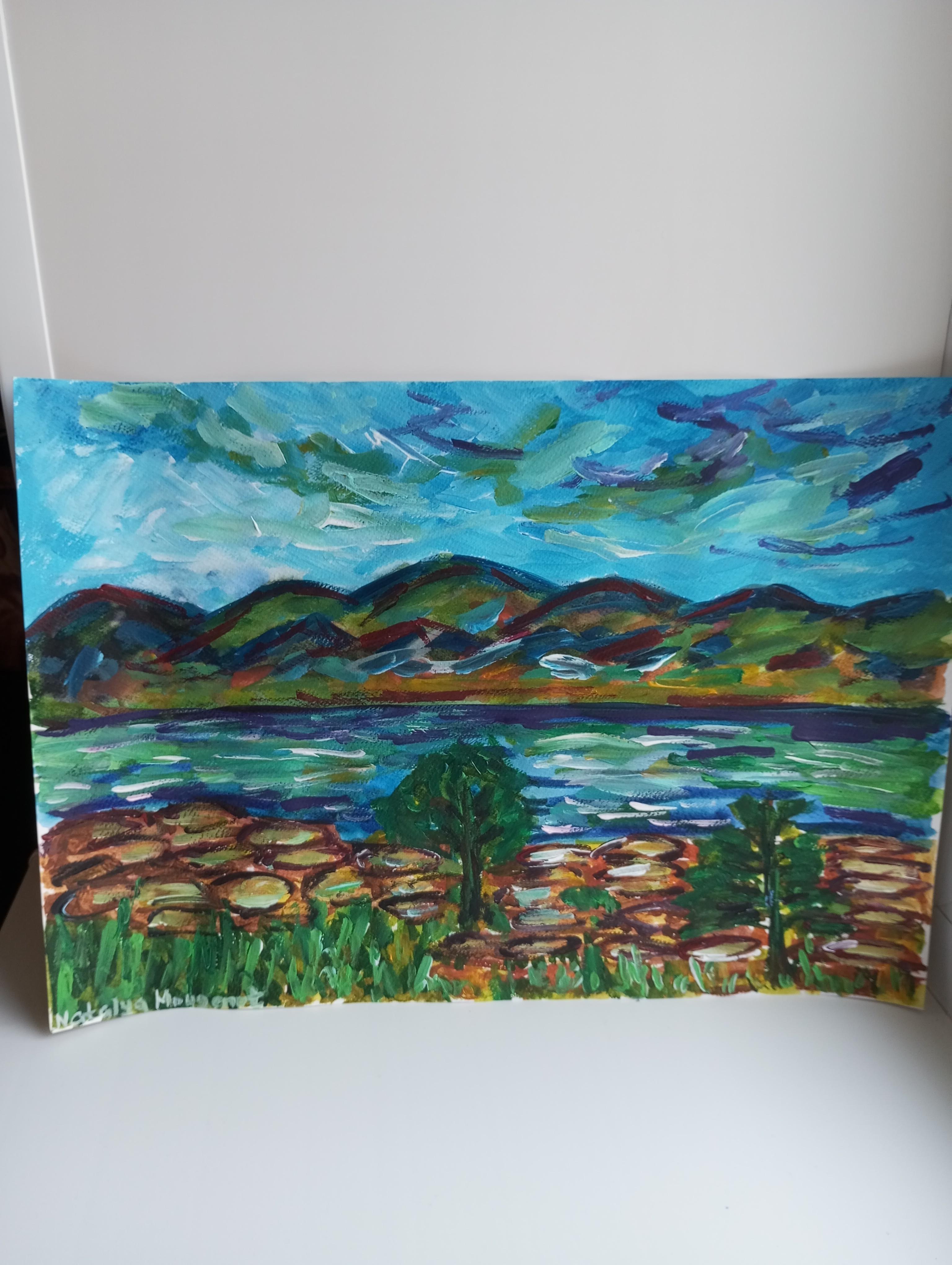Paesaggio impressionista contemporaneo Nature dipinto ad acquerello su carta in vendita 5