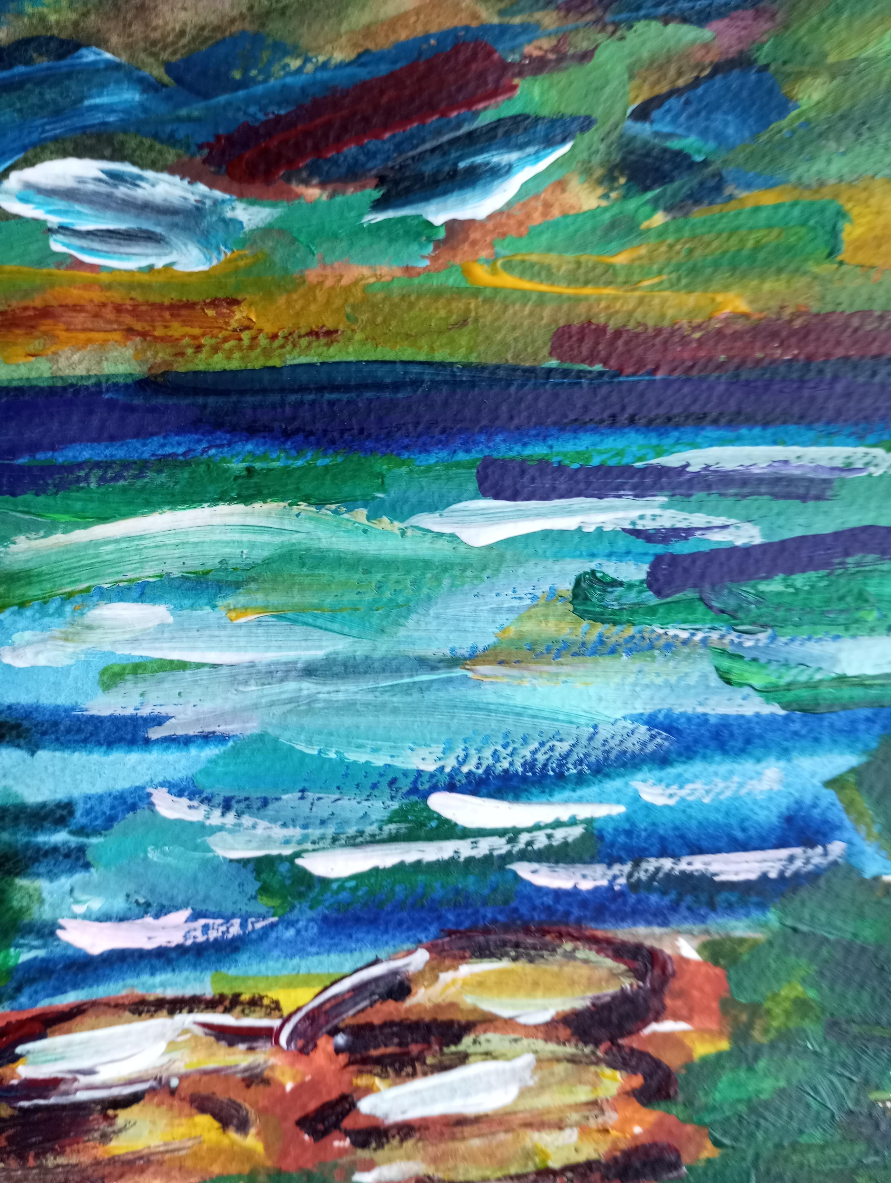 Paesaggio impressionista contemporaneo Nature dipinto ad acquerello su carta in vendita 6