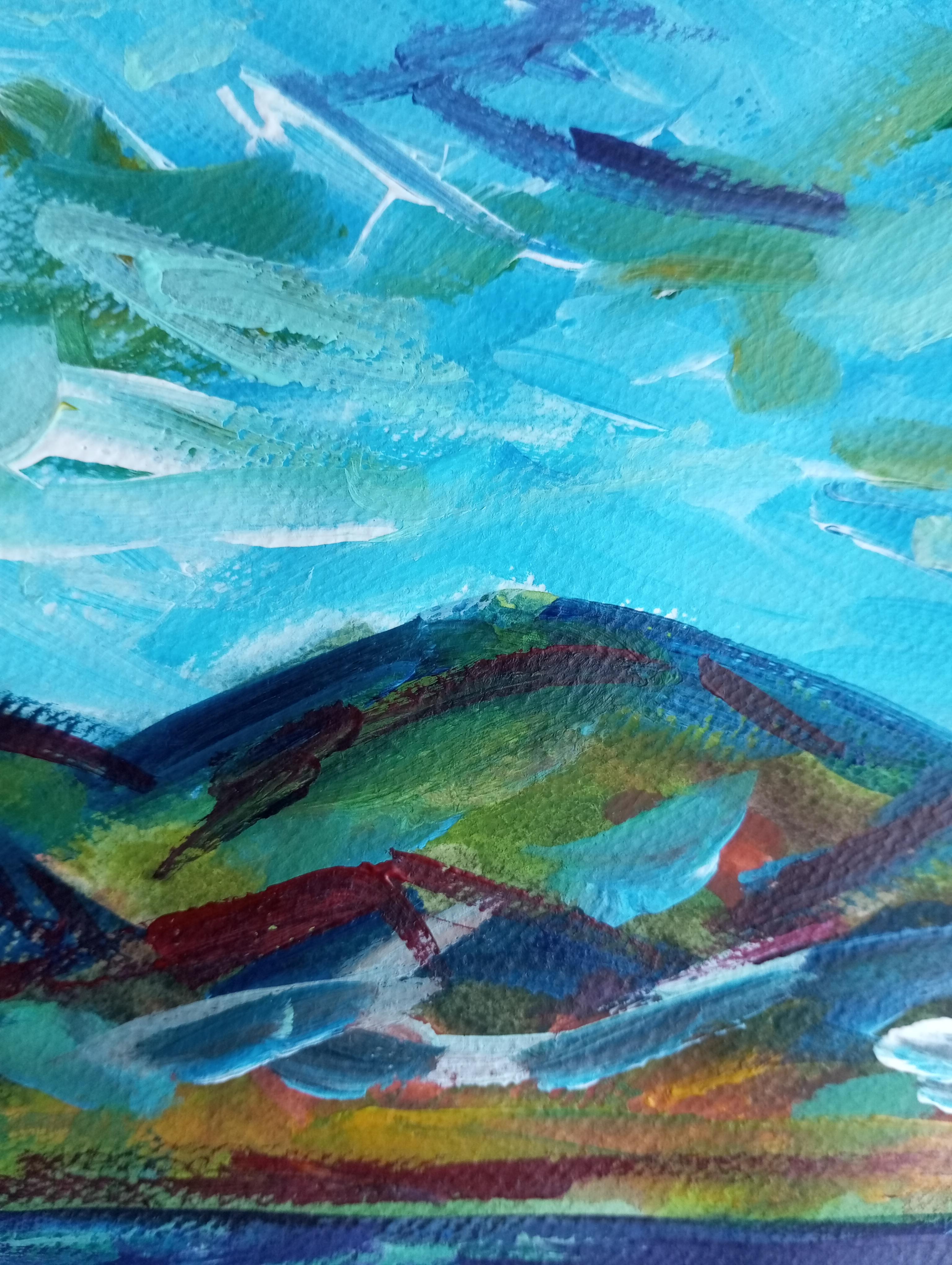 Paesaggio impressionista contemporaneo Nature dipinto ad acquerello su carta in vendita 7