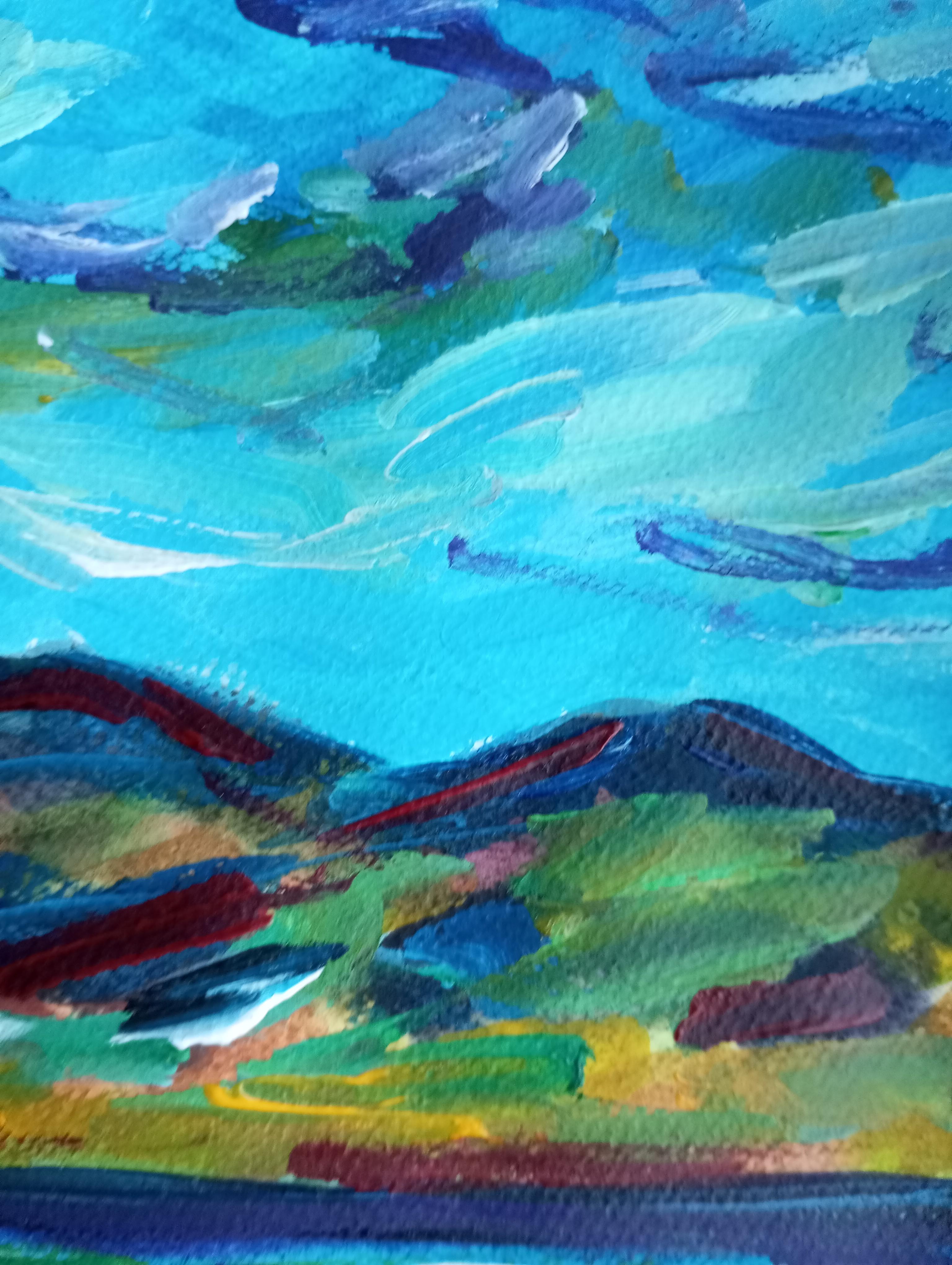 Paesaggio impressionista contemporaneo Nature dipinto ad acquerello su carta in vendita 8