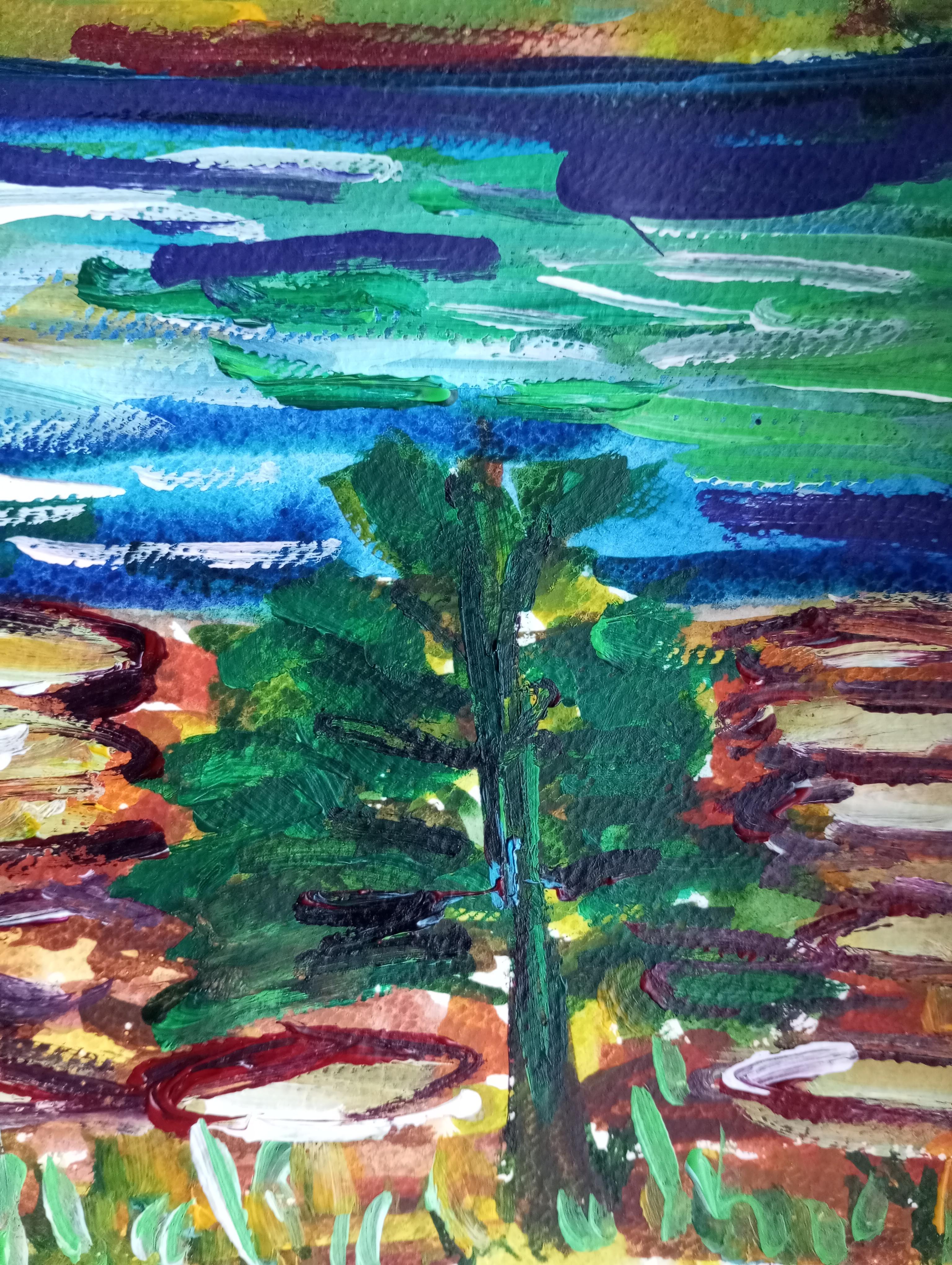 Paesaggio impressionista contemporaneo Nature dipinto ad acquerello su carta in vendita 9