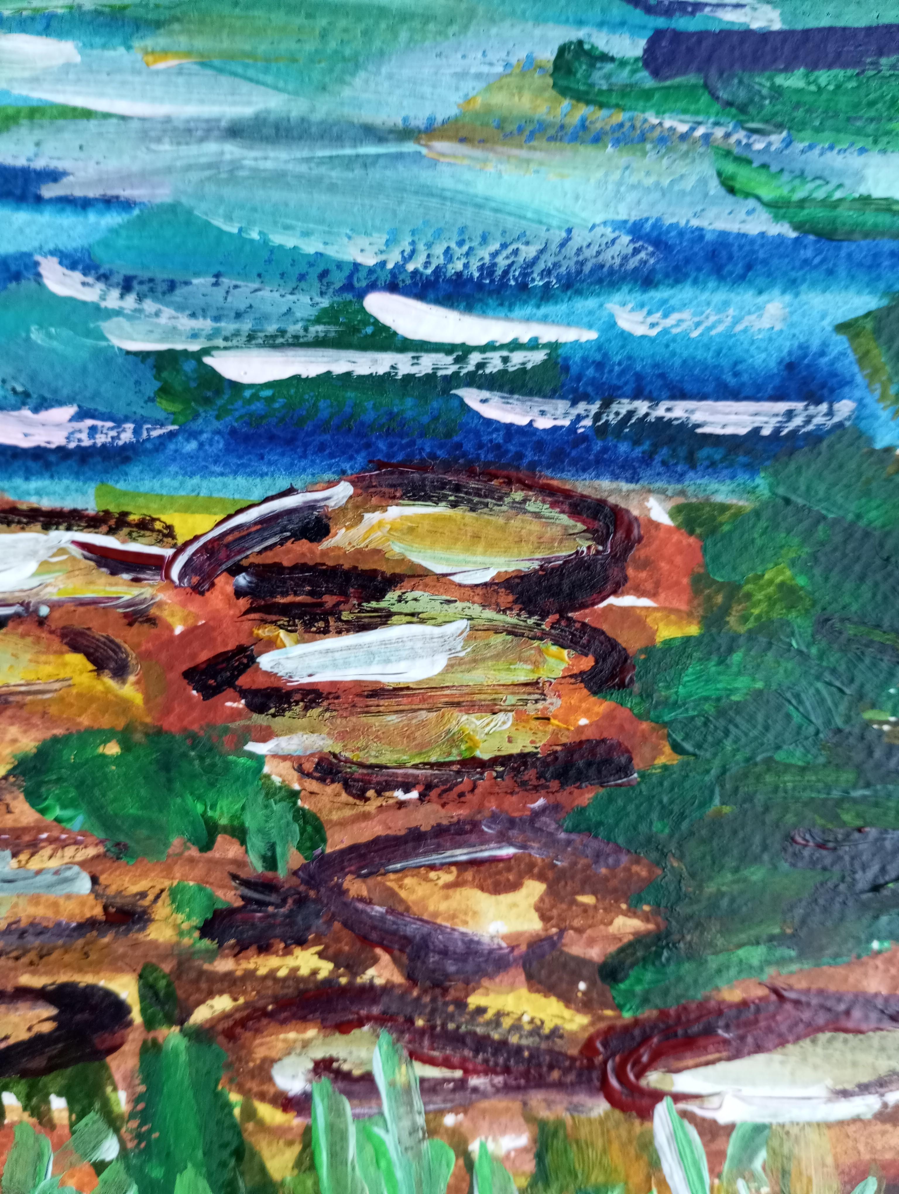 Paesaggio impressionista contemporaneo Nature dipinto ad acquerello su carta in vendita 10