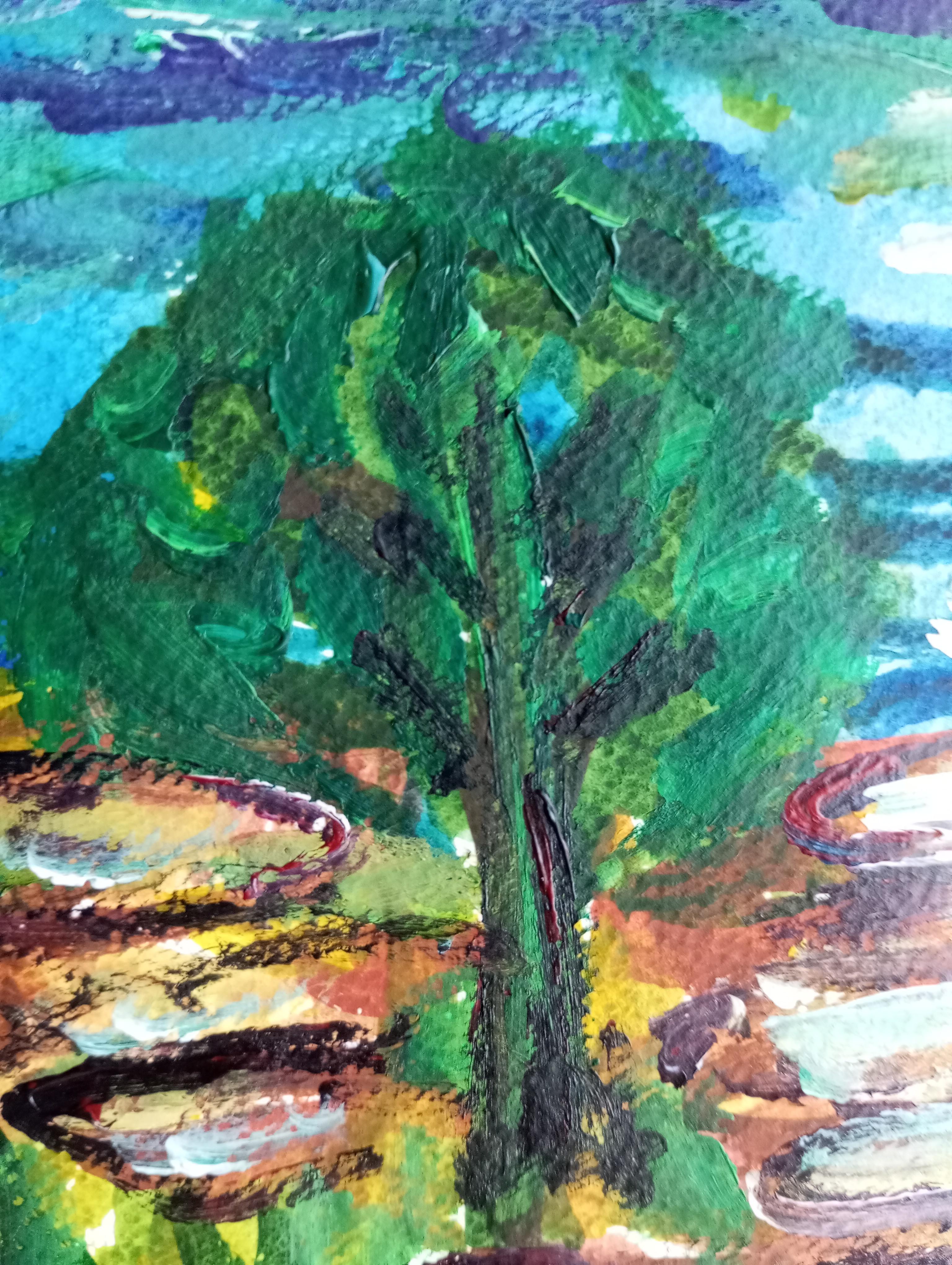 Paesaggio impressionista contemporaneo Nature dipinto ad acquerello su carta in vendita 11