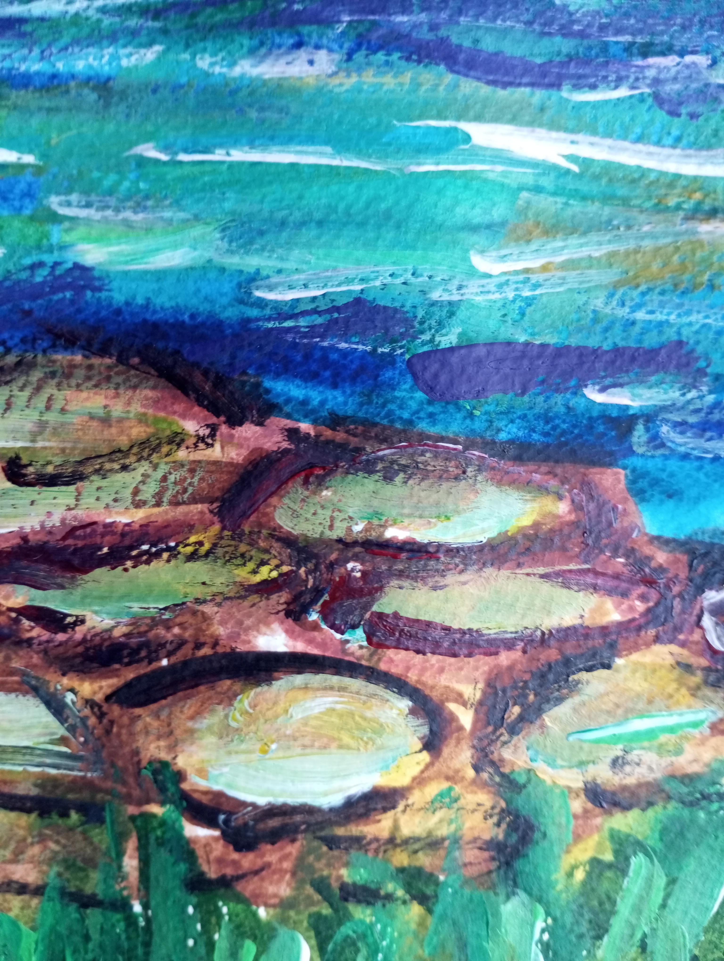 Paesaggio impressionista contemporaneo Nature dipinto ad acquerello su carta in vendita 12