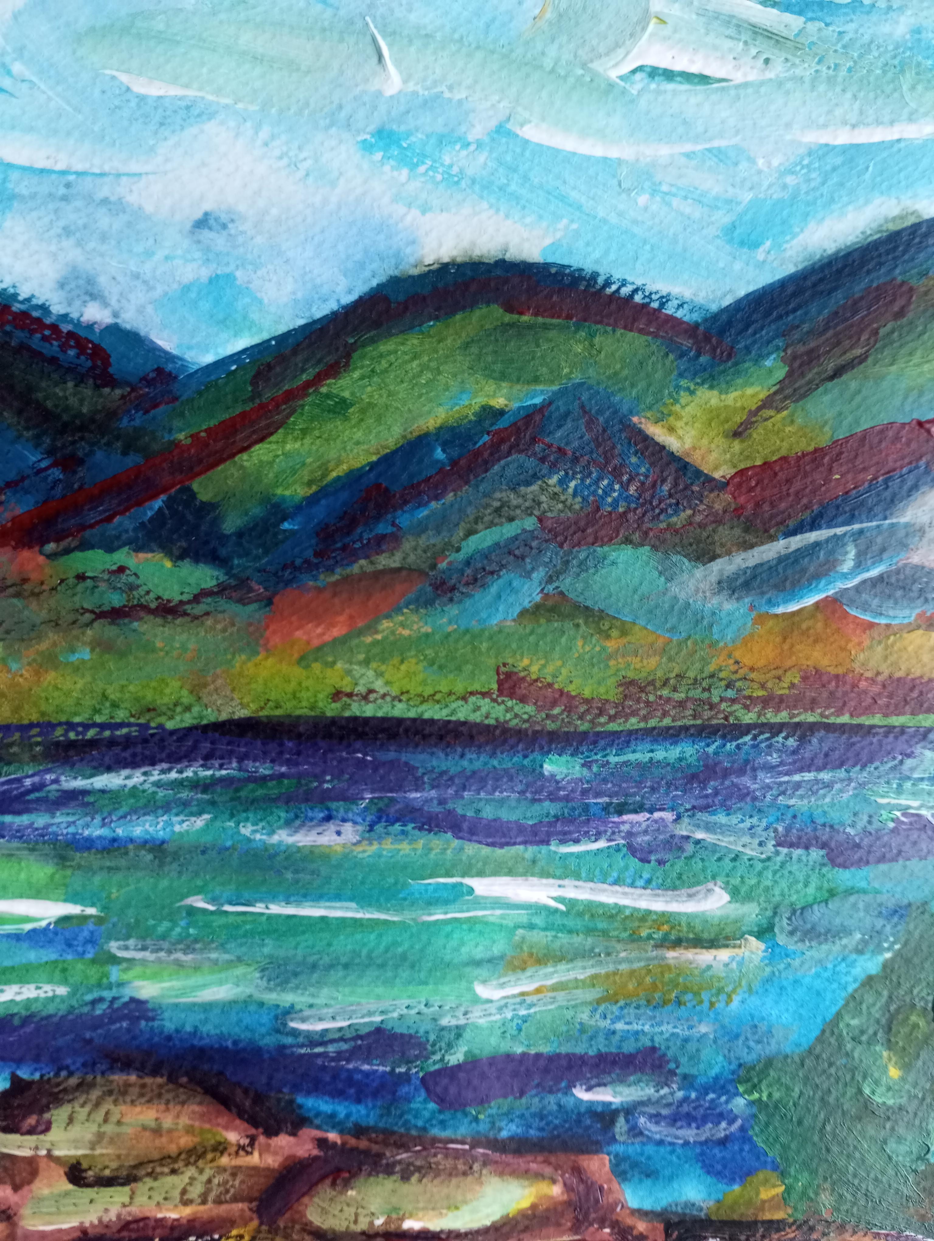 Paesaggio impressionista contemporaneo Nature dipinto ad acquerello su carta in vendita 13