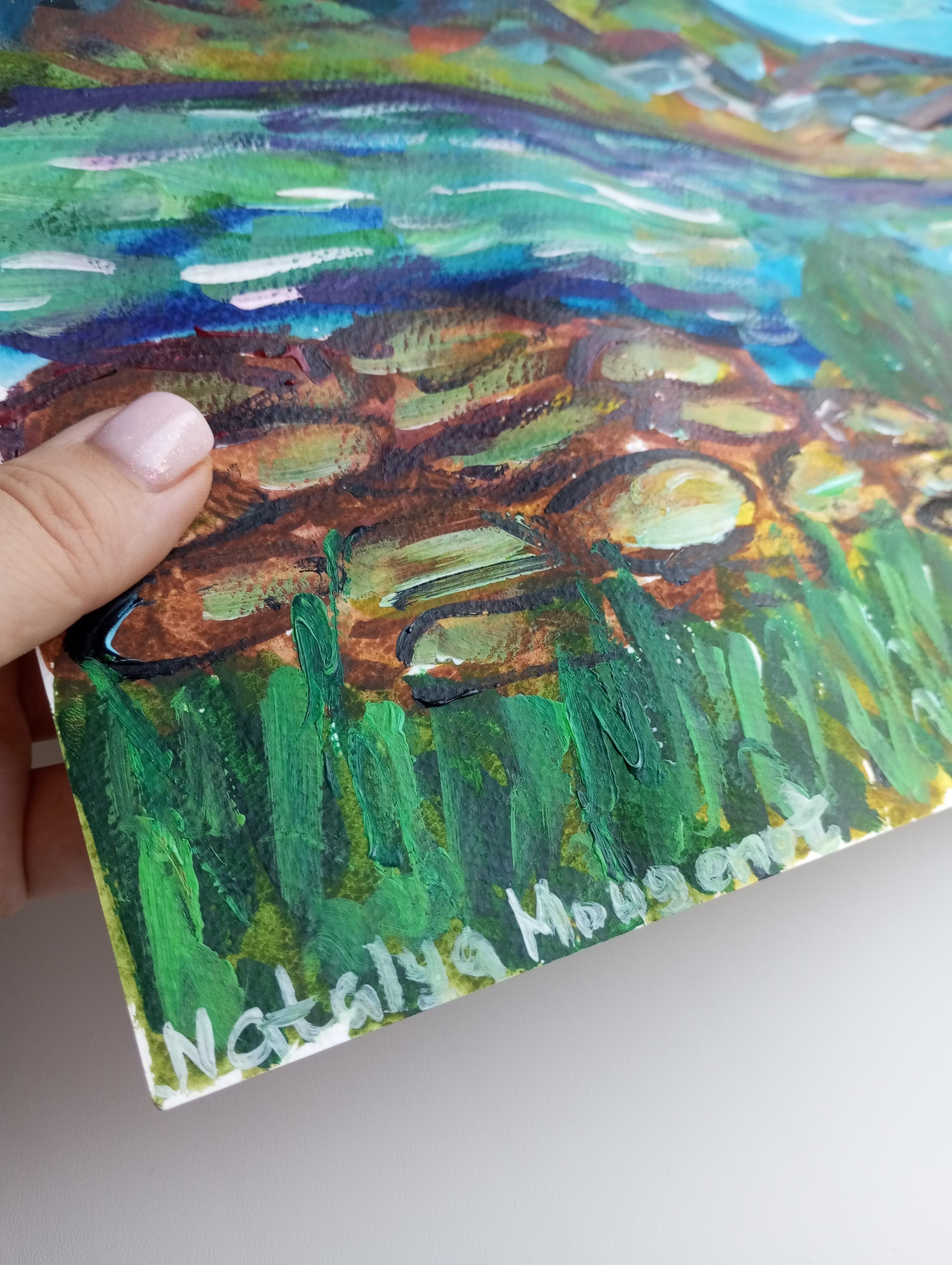 Paesaggio impressionista contemporaneo Nature dipinto ad acquerello su carta in vendita 14
