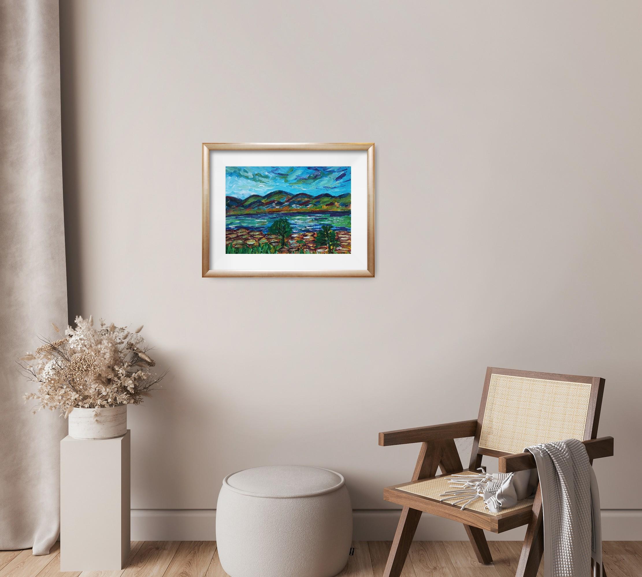 Paesaggio impressionista contemporaneo Nature dipinto ad acquerello su carta in vendita 1