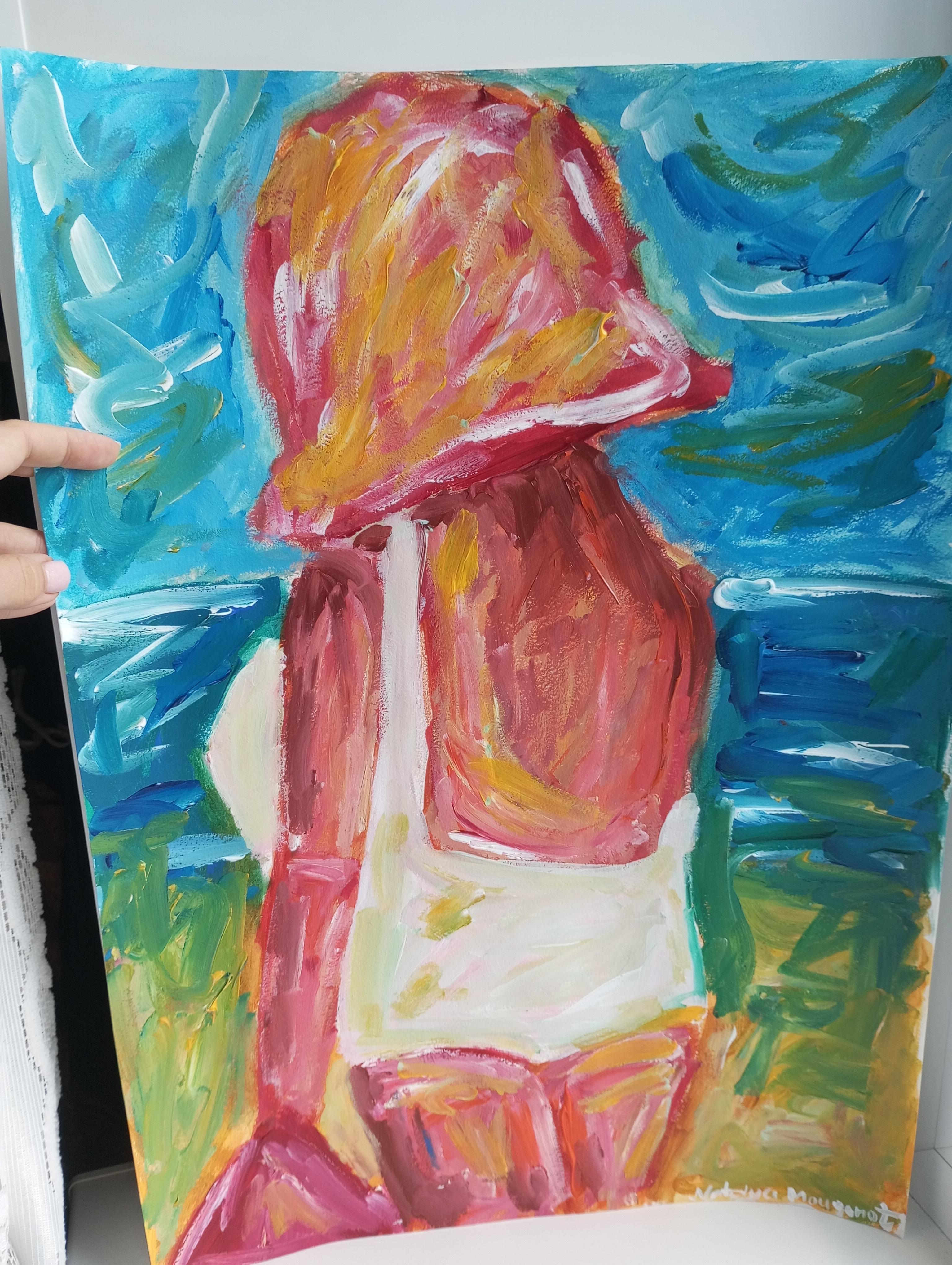 Zeitgenössische Acrylmalerei einer Frau auf Papier, inspiriert von Marylin Monroe im Angebot 6