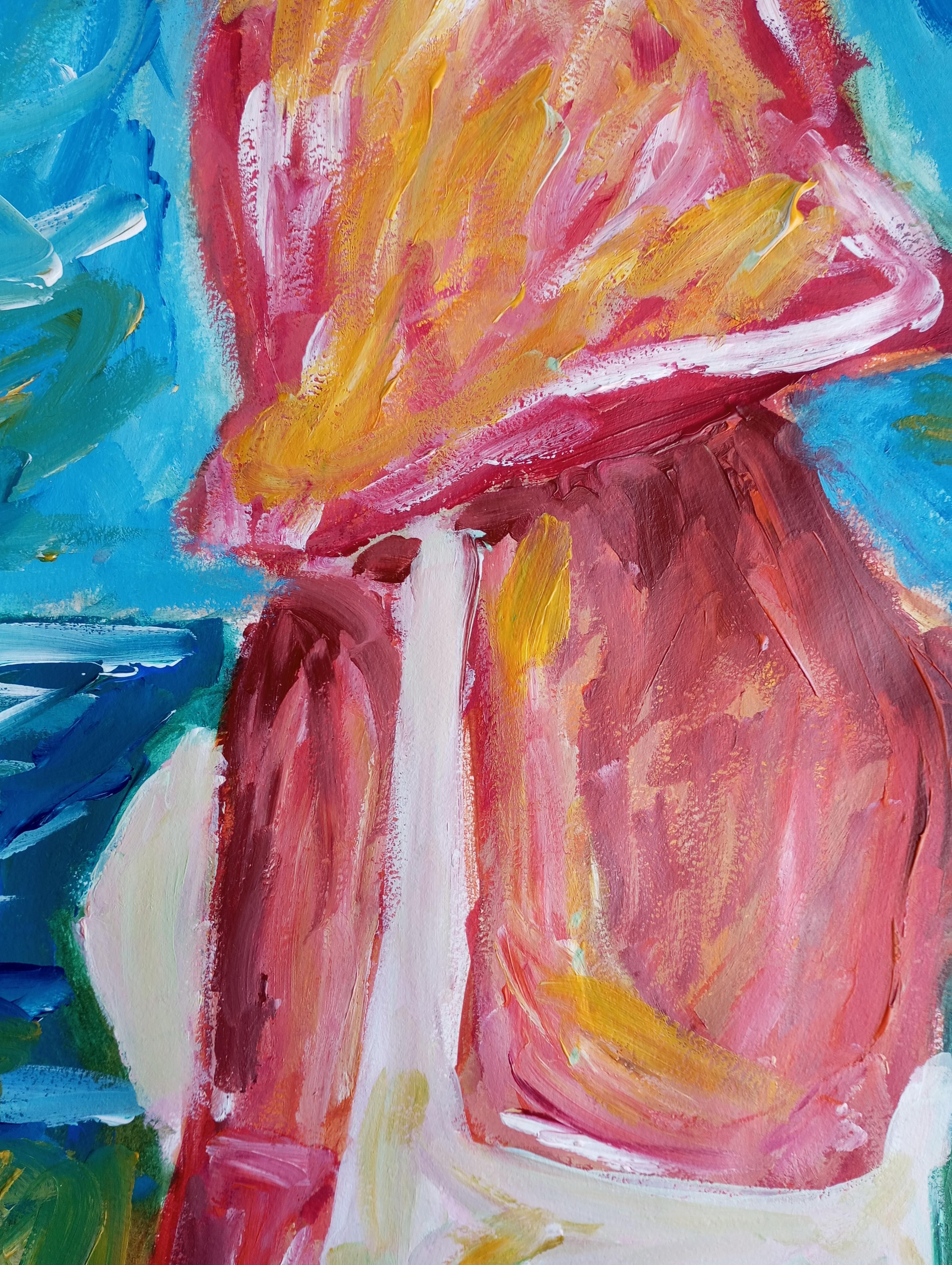 Zeitgenössische Acrylmalerei einer Frau auf Papier, inspiriert von Marylin Monroe im Angebot 9