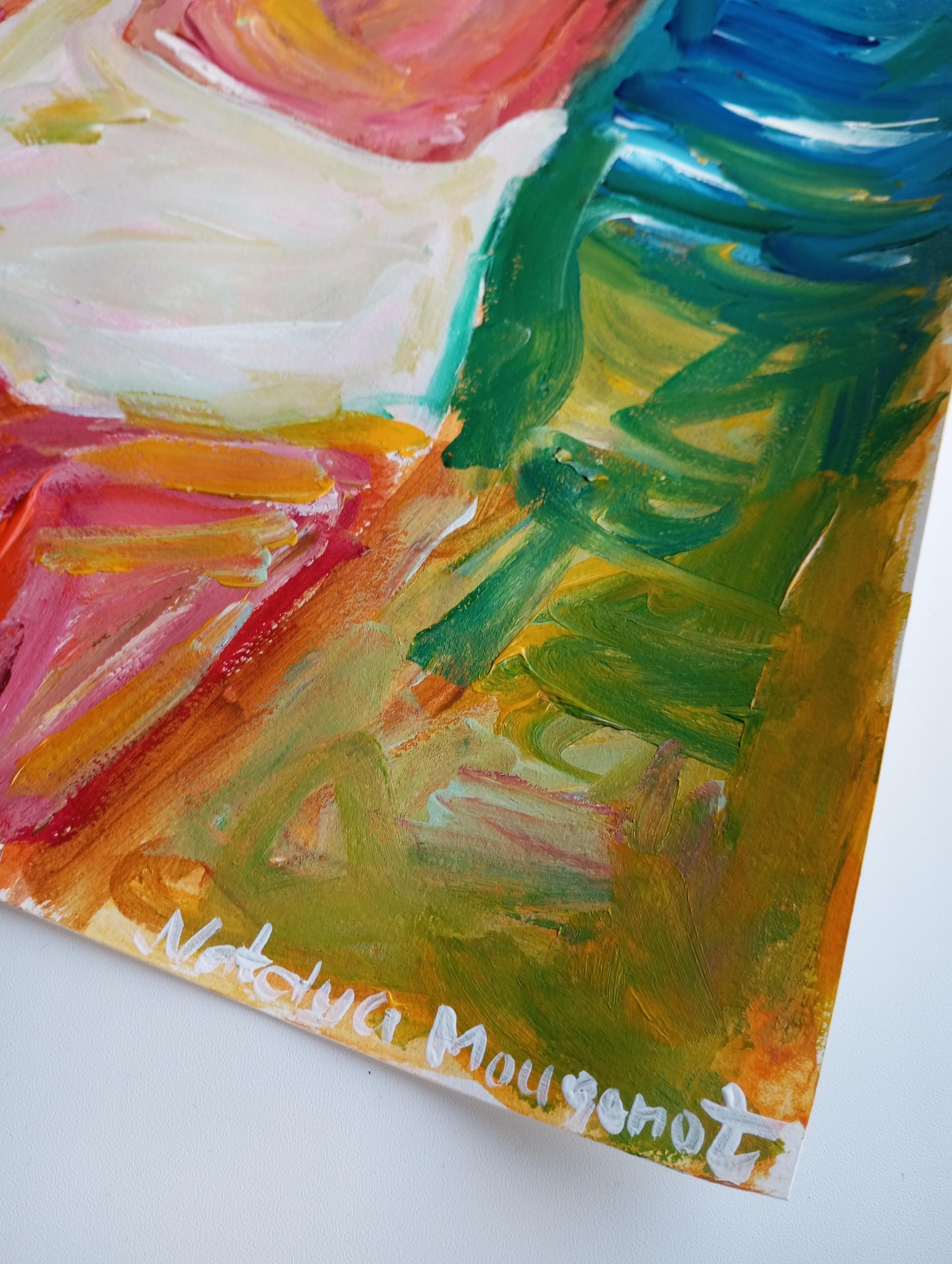 Zeitgenössische Acrylmalerei einer Frau auf Papier, inspiriert von Marylin Monroe im Angebot 10