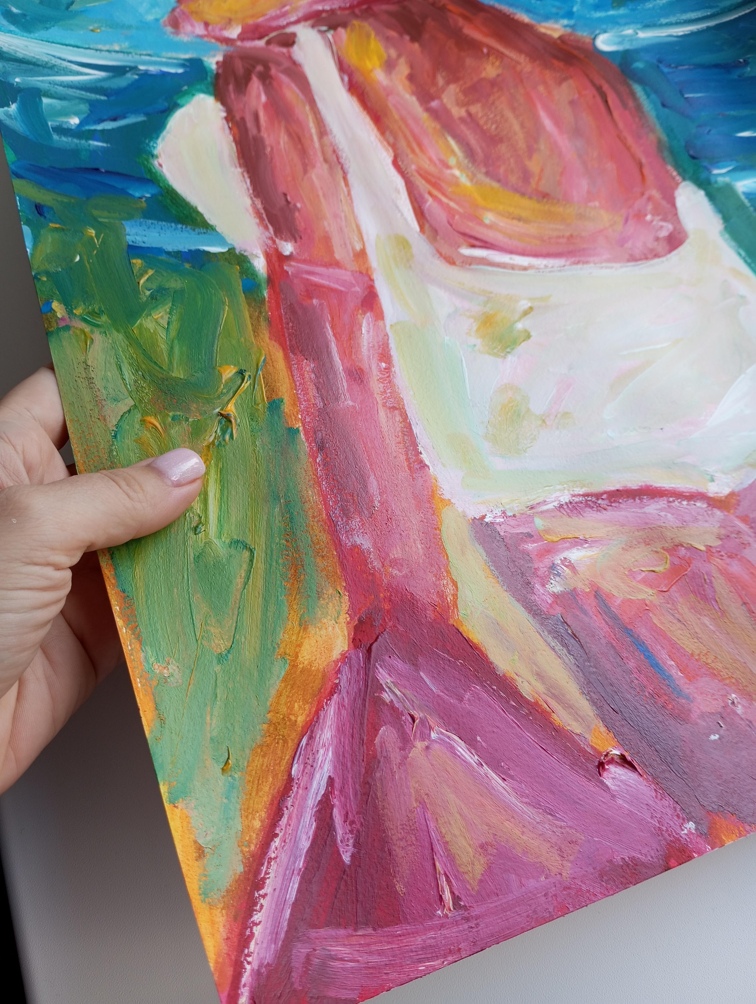 Zeitgenössische Acrylmalerei einer Frau auf Papier, inspiriert von Marylin Monroe im Angebot 11