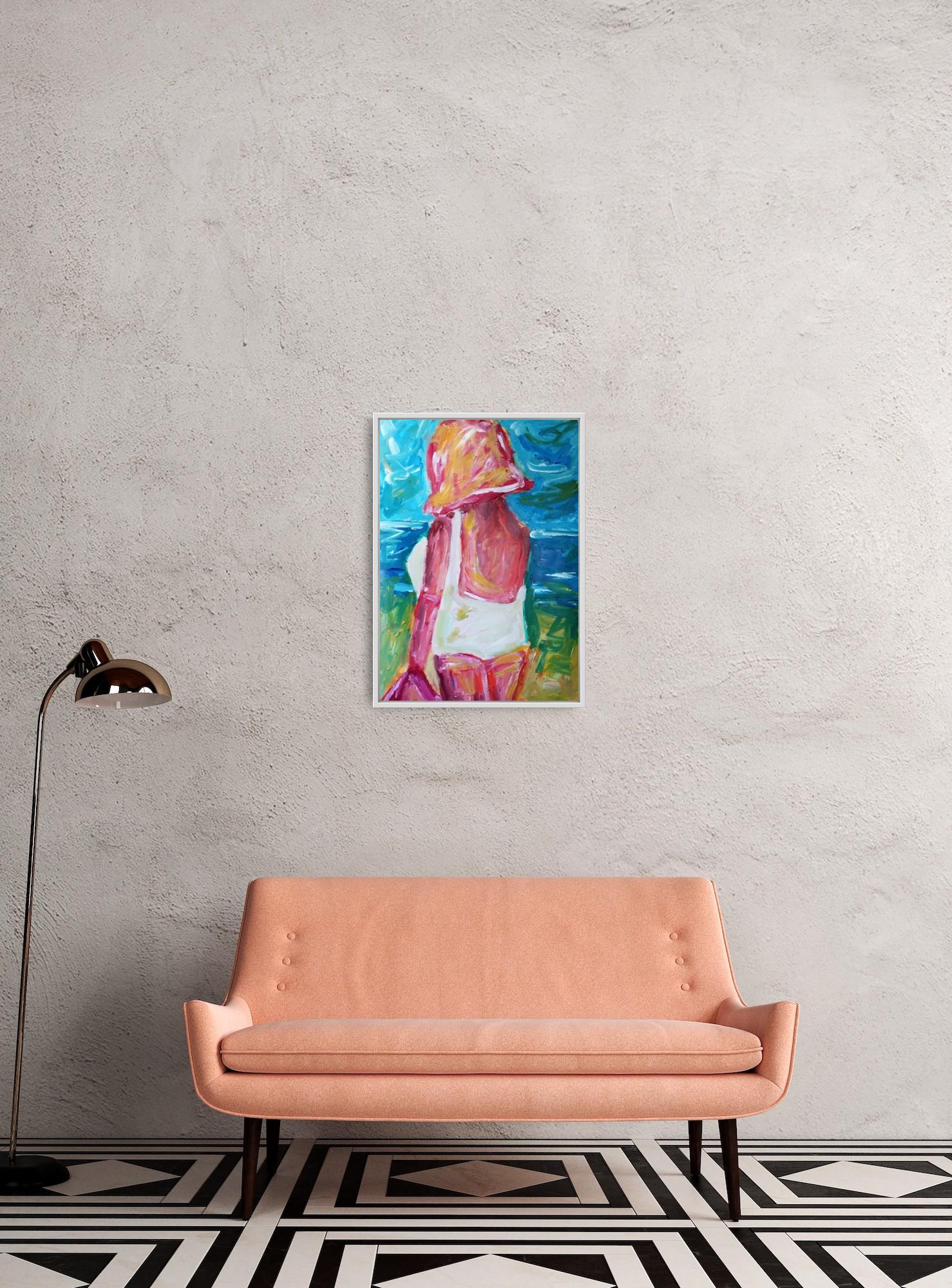 Zeitgenössische Acrylmalerei einer Frau auf Papier, inspiriert von Marylin Monroe – Painting von Natalya Mougenot 