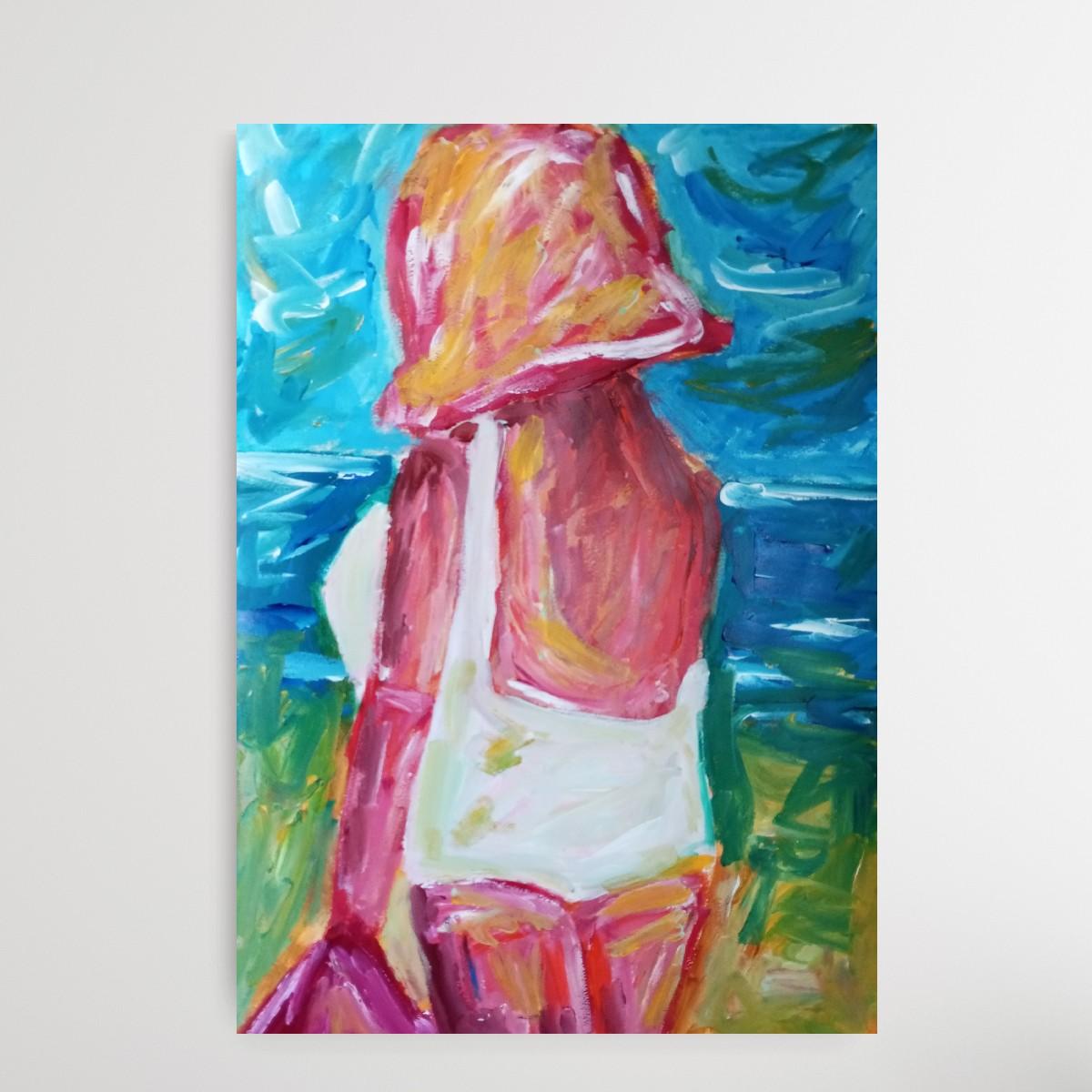 Zeitgenössische Acrylmalerei einer Frau auf Papier, inspiriert von Marylin Monroe im Angebot 2