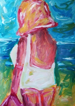 Contemporary acrylic painting of a woman on paper inspired by Marylin Monroe