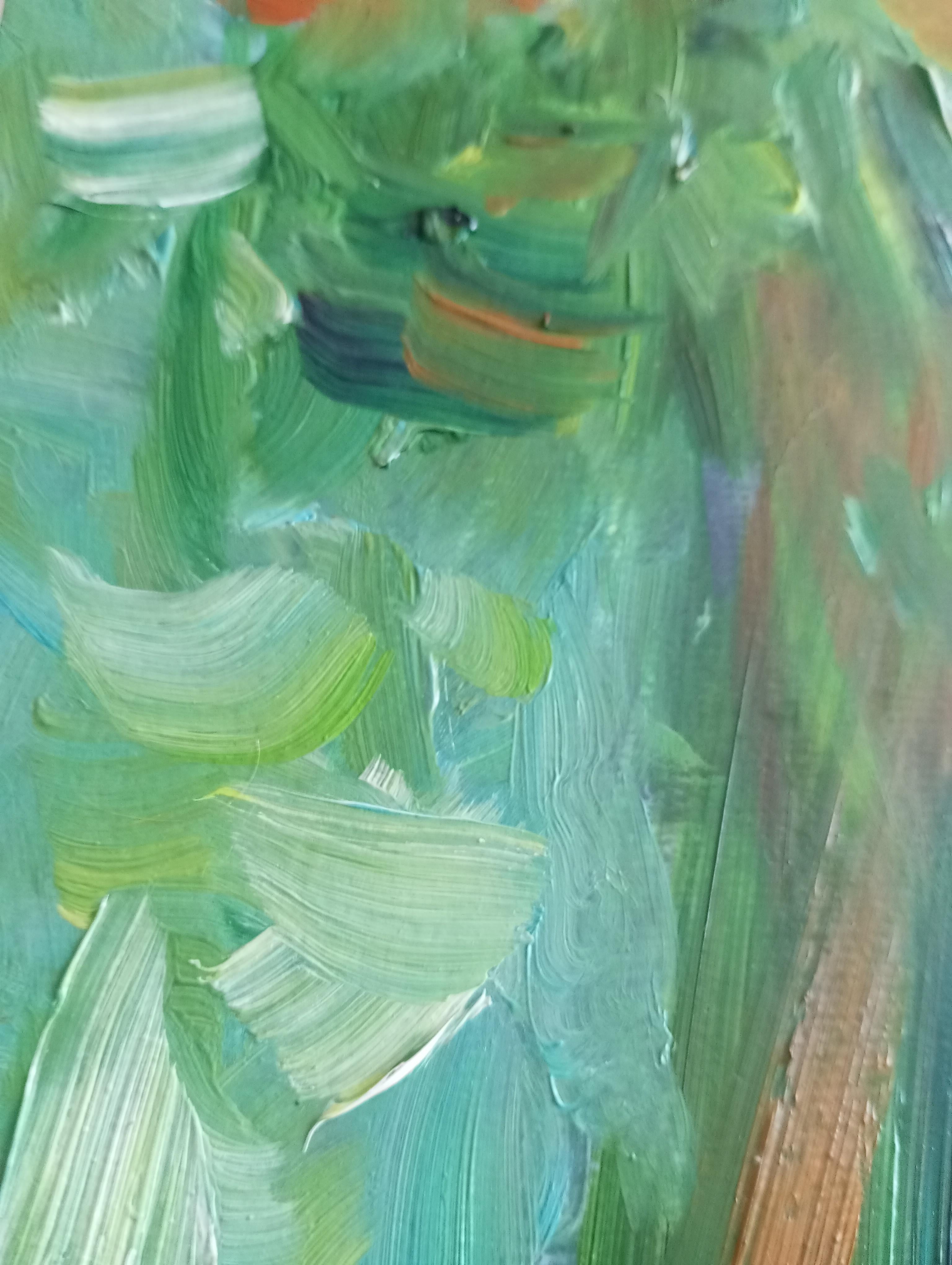 Pintura al óleo contemporánea impresionista abstracta floral tulipanes papel 