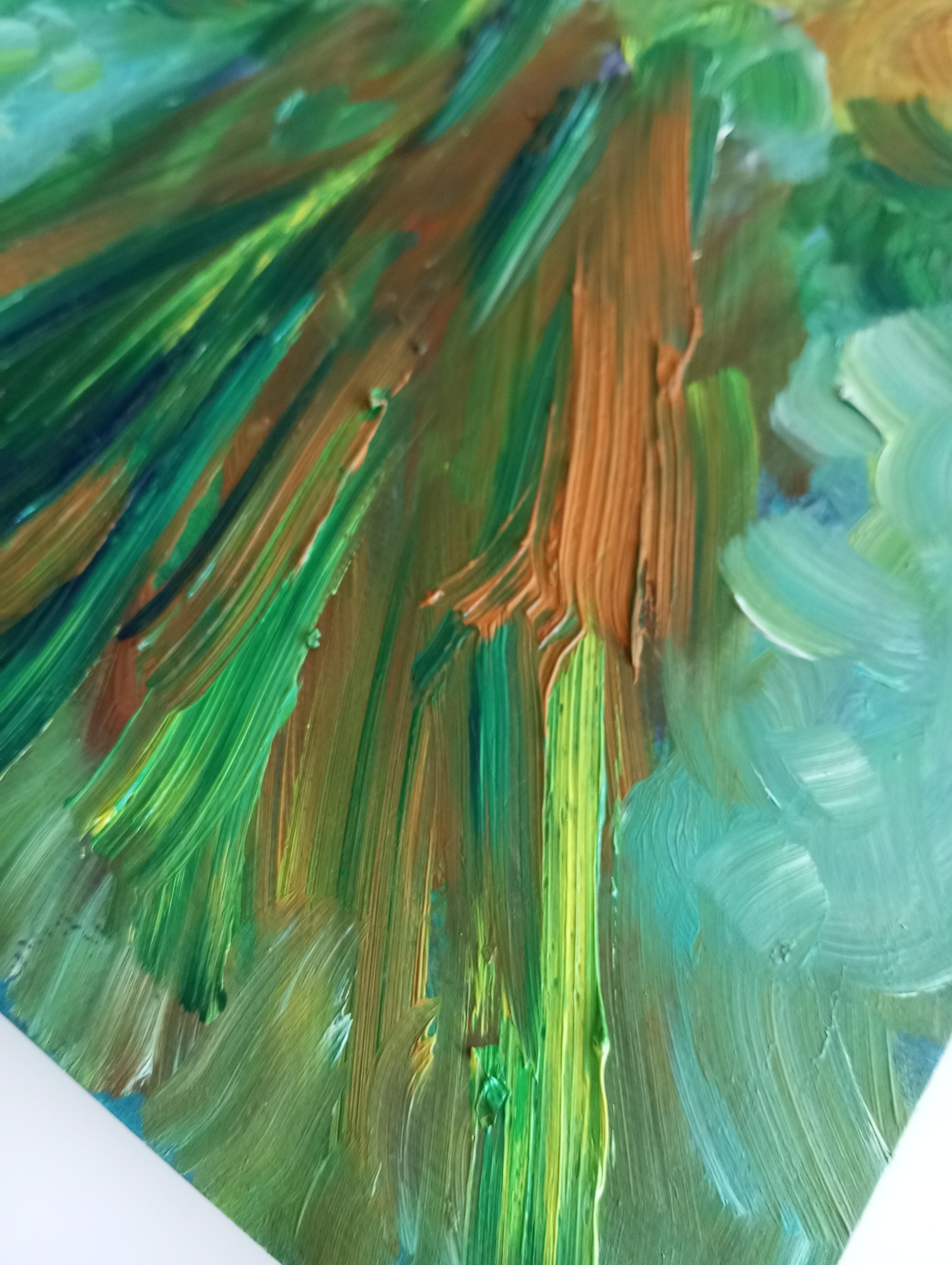 Pintura al óleo contemporánea impresionista abstracta floral tulipanes papel 
