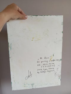 Contemporary impressionist abstract floral tulips oil painting paper "Mi Amor"