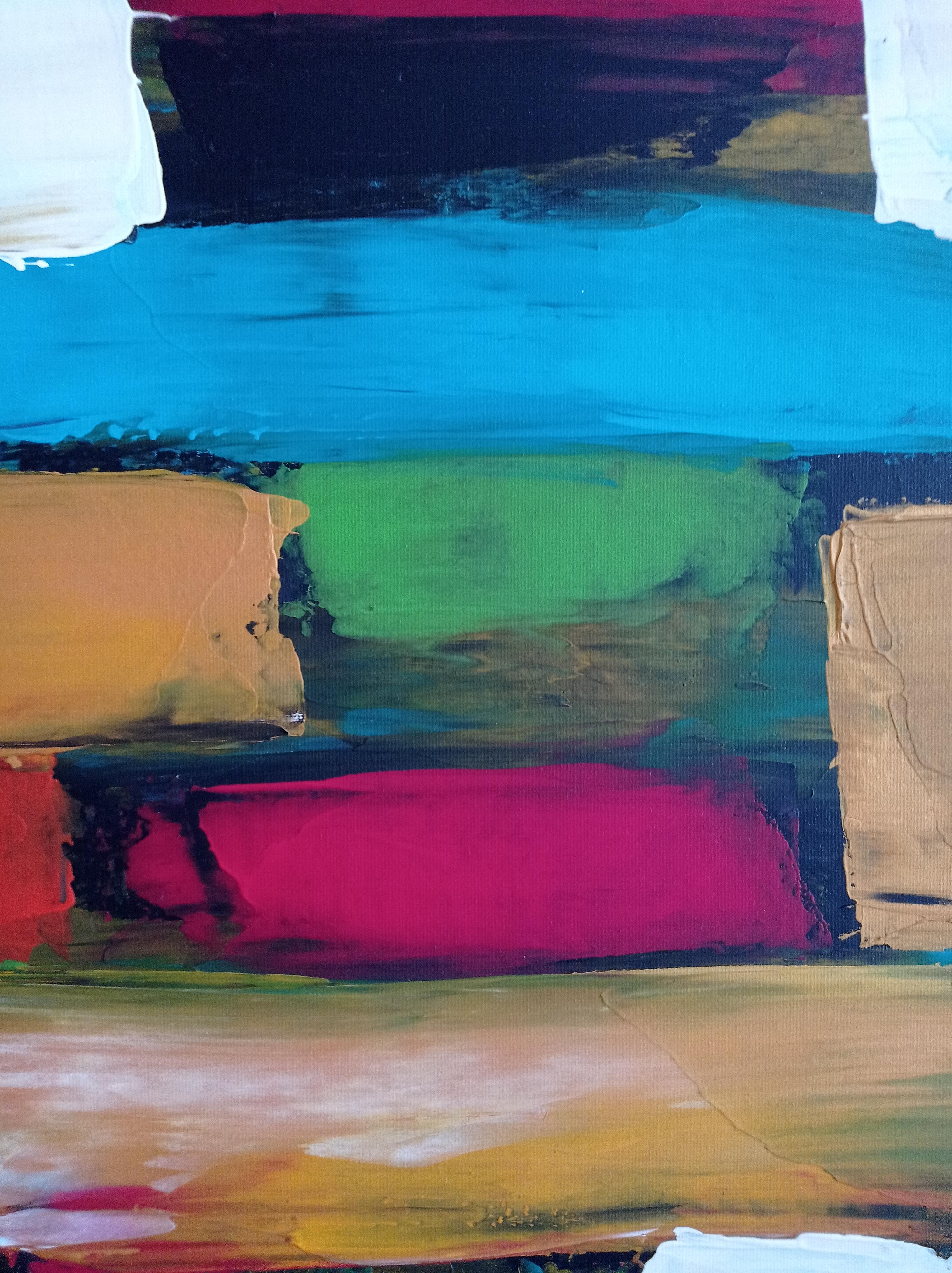 Pittura astratta espressionista contemporanea con forme e quadrati 