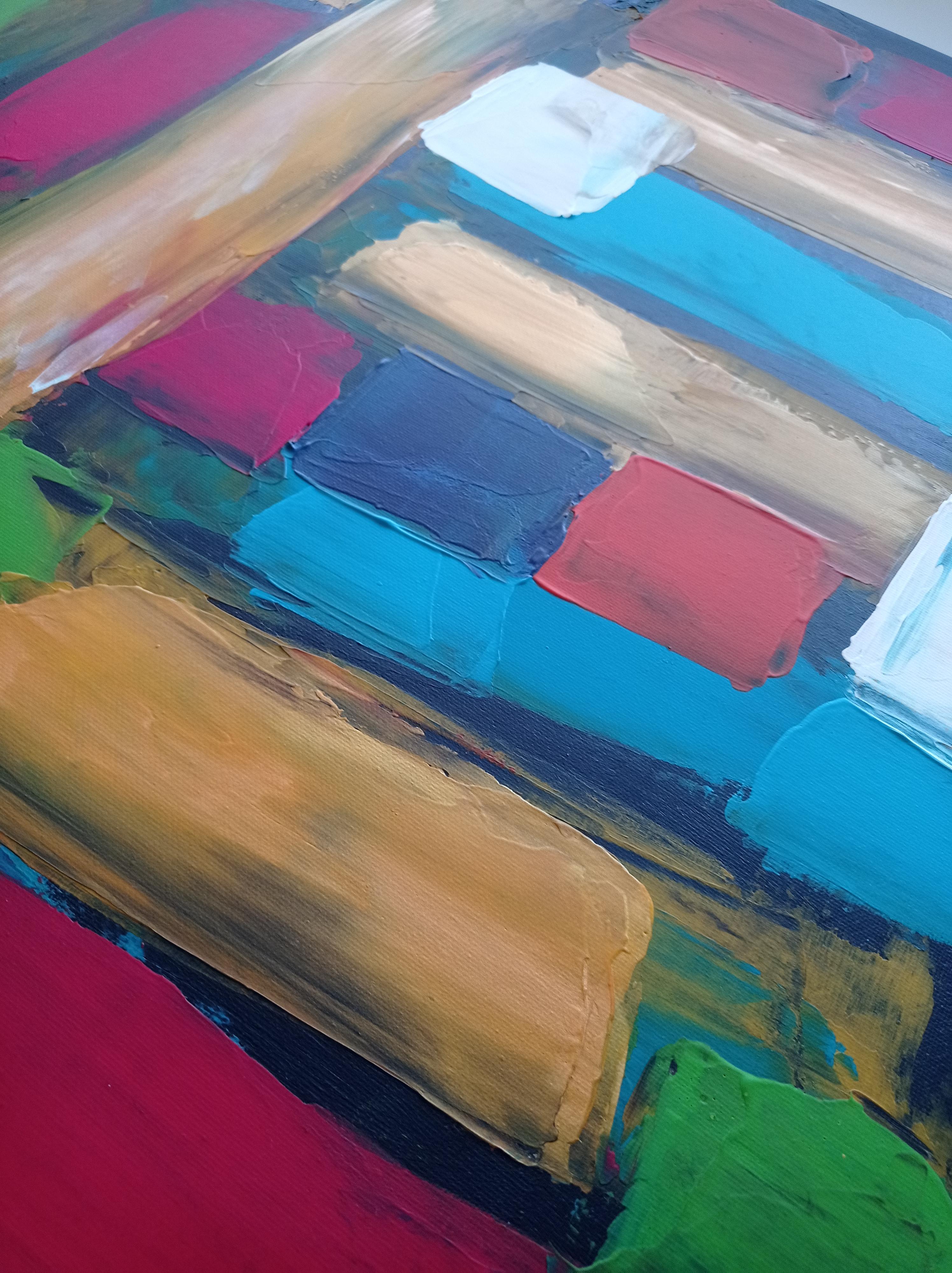 Pittura astratta espressionista contemporanea con forme e quadrati 