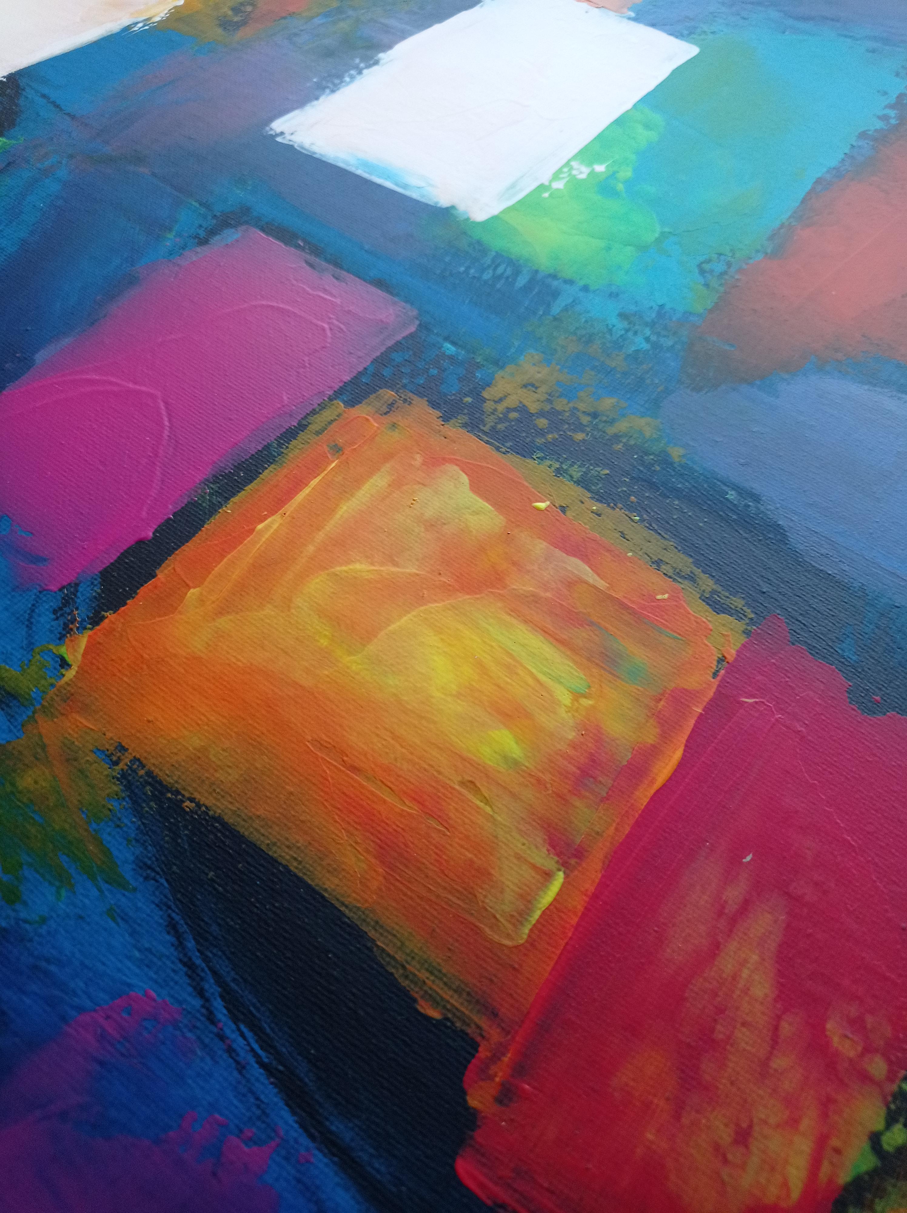 Pittura astratta espressionista contemporanea con forme e quadrati 