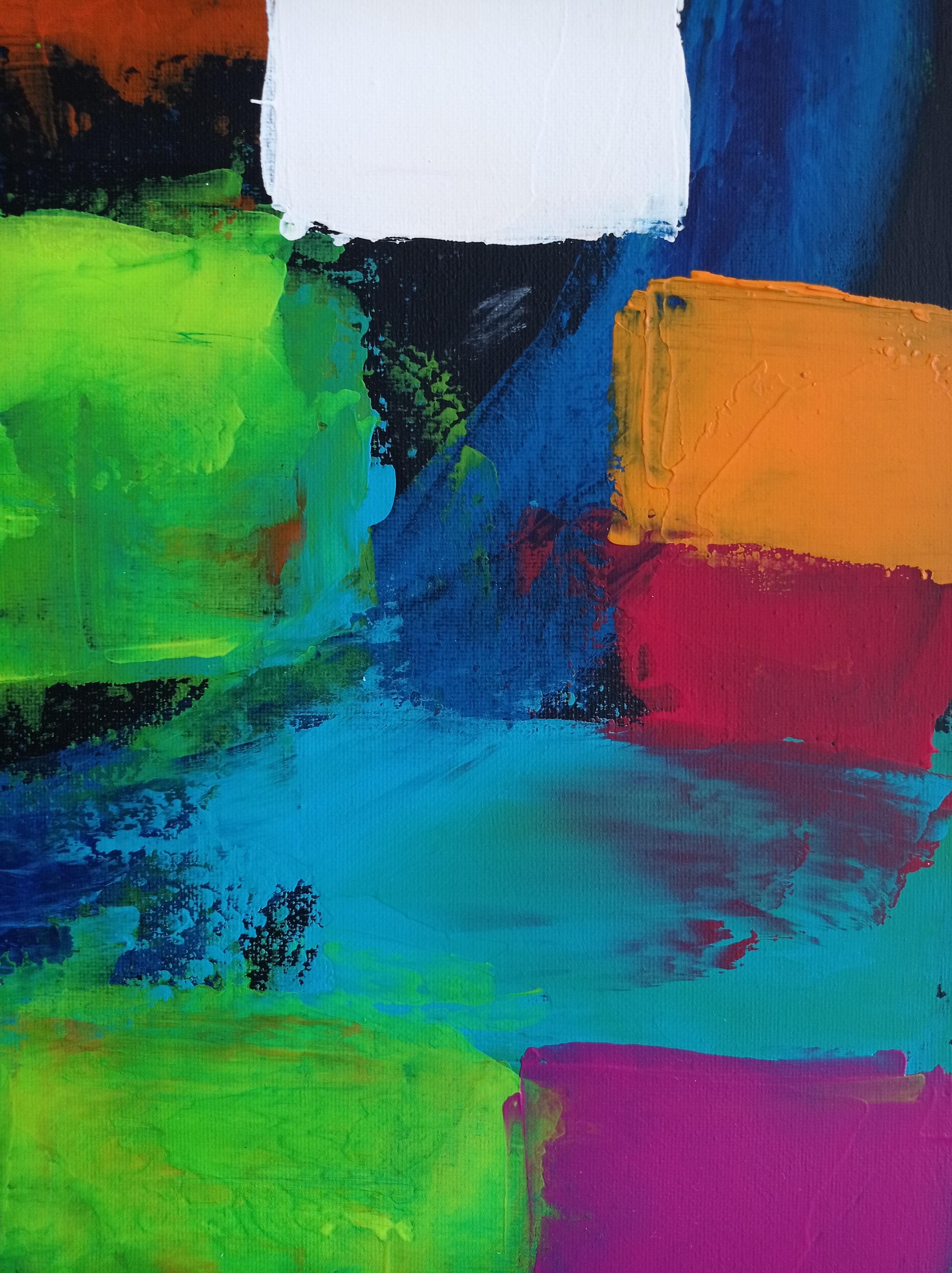 Pittura astratta espressionista contemporanea con forme e quadrati 