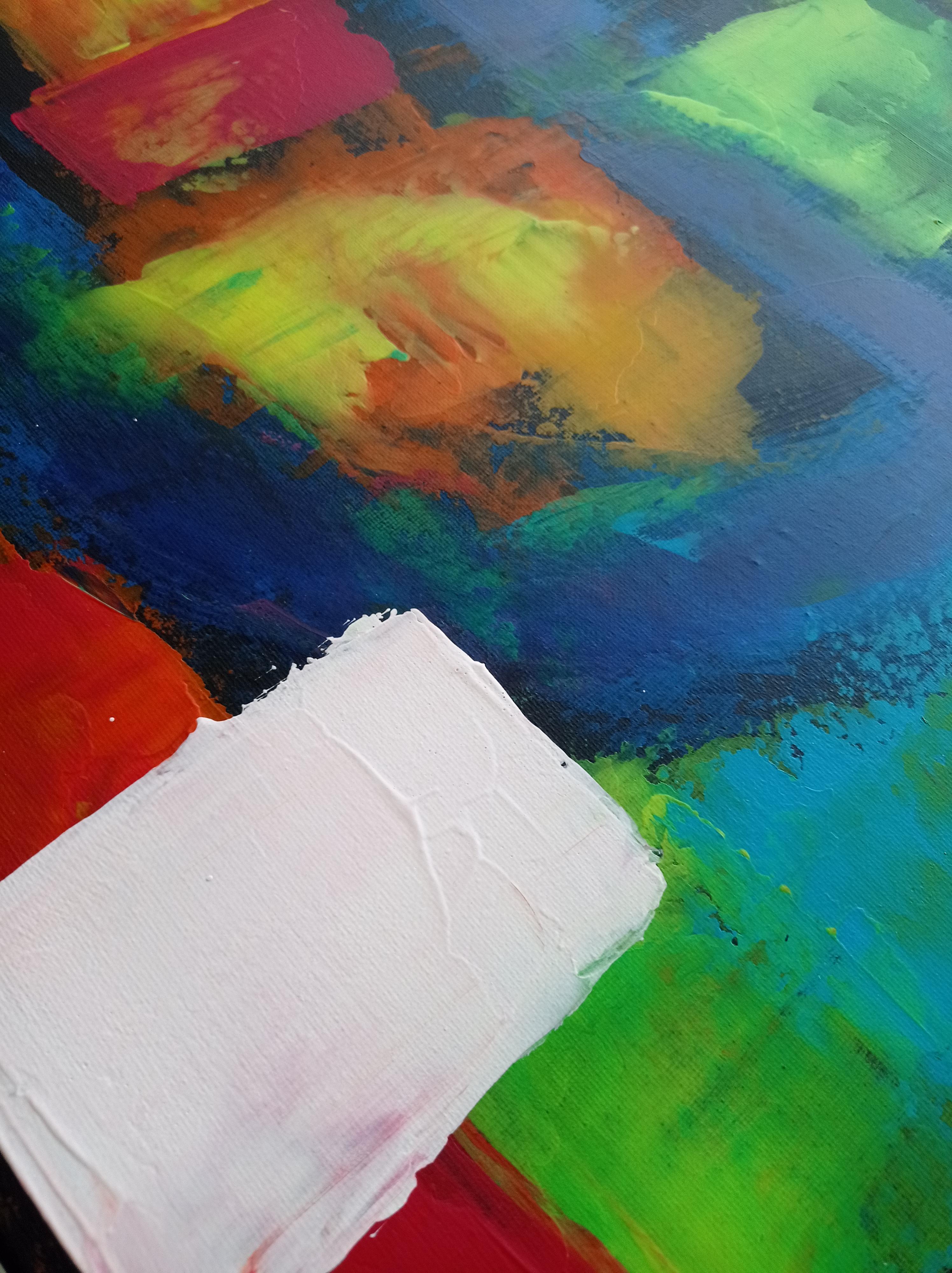 Pittura astratta espressionista contemporanea con forme e quadrati 