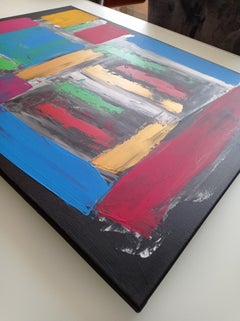 Contemporary abstrakte expressionistische Malerei mit Formen und Quadraten "Intensity"