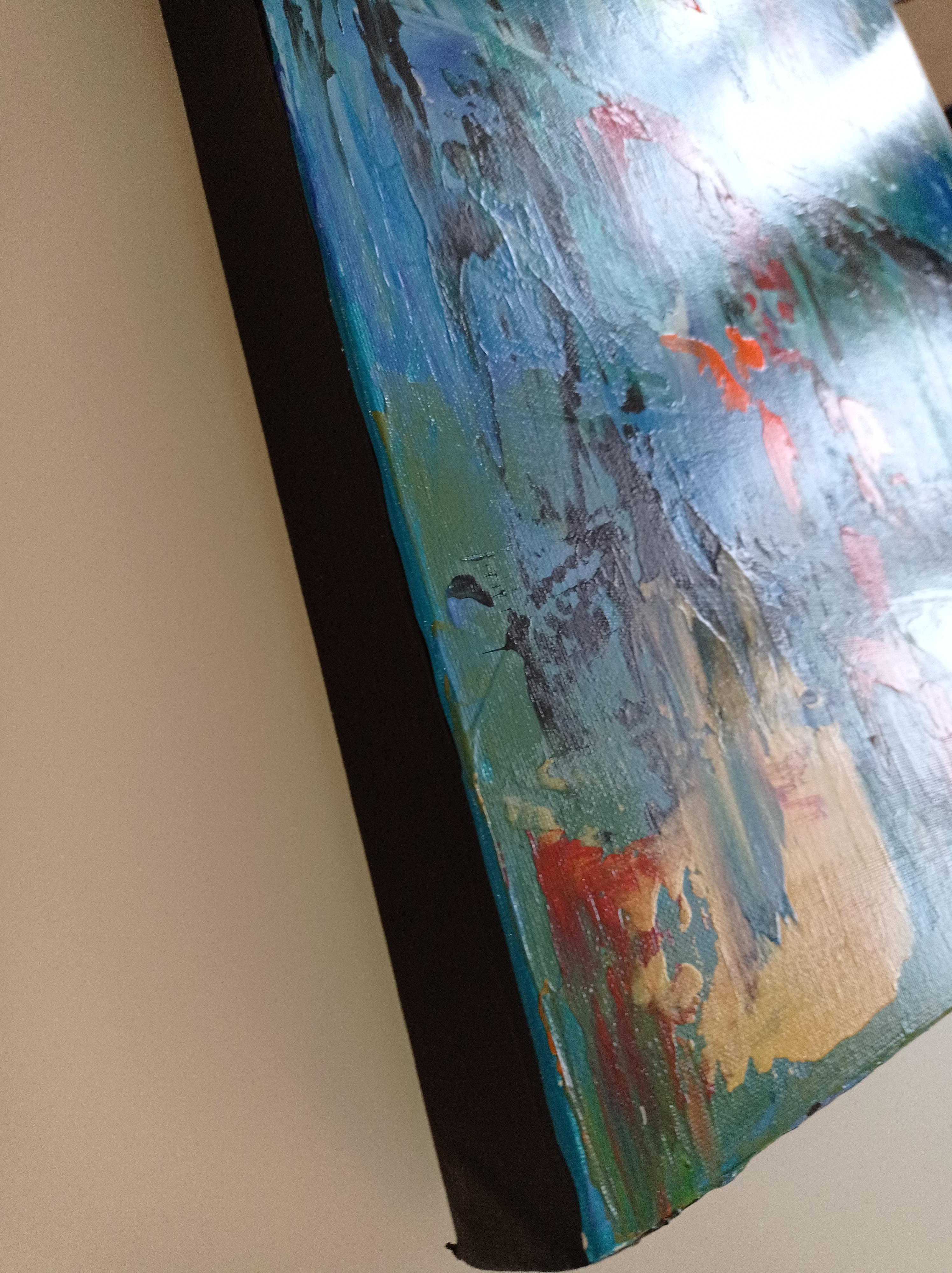 Opera astratta espressionista contemporanea con colori vivaci 