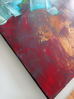 Zeitgenössische abstrakte expressionistische blaue Acrylmalerei auf Leinwand "Story O.1"