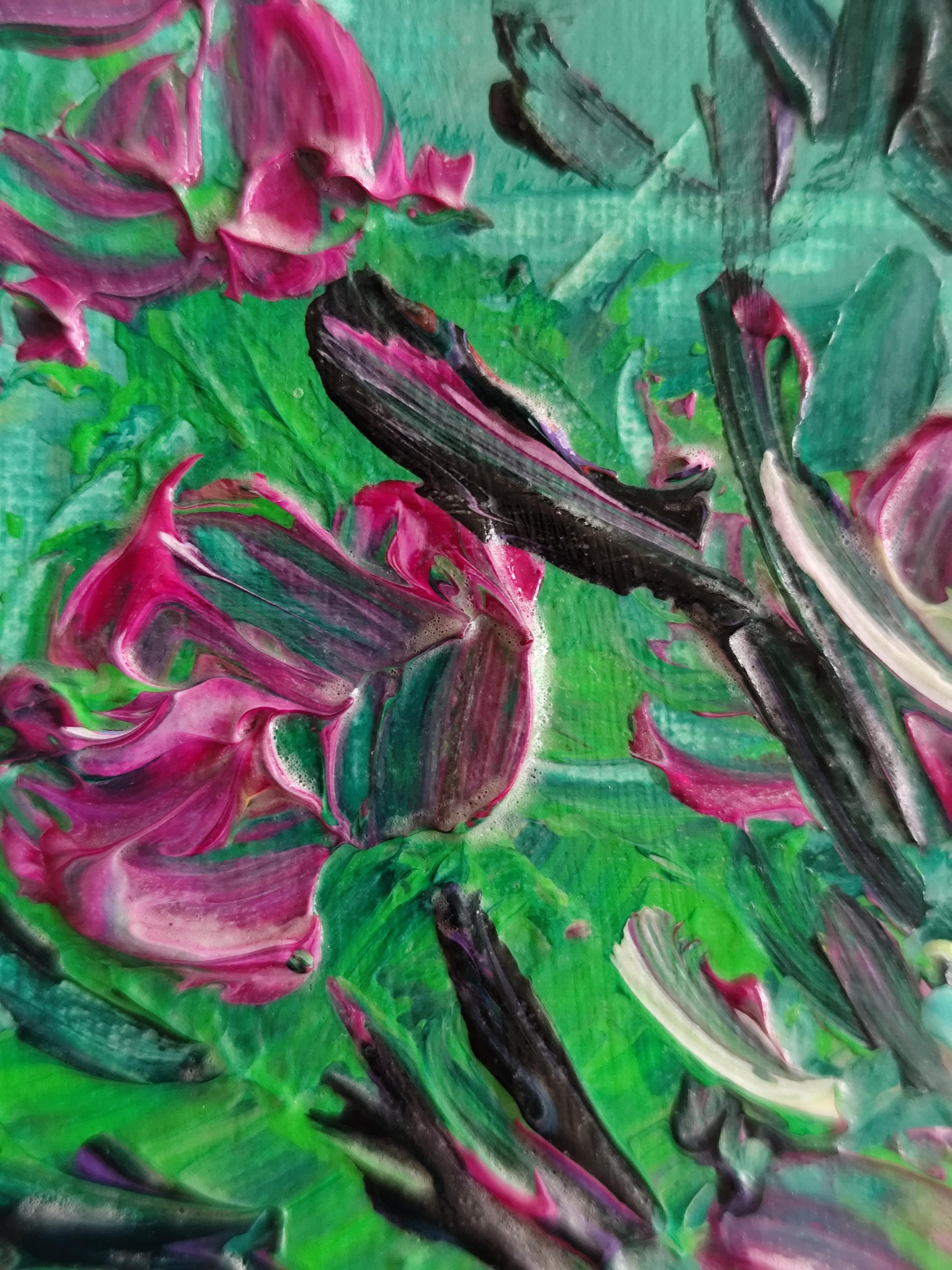 « Mon bouquet de fleurs d'été » (petite peinture florale acrylique sur papier) en vente 8