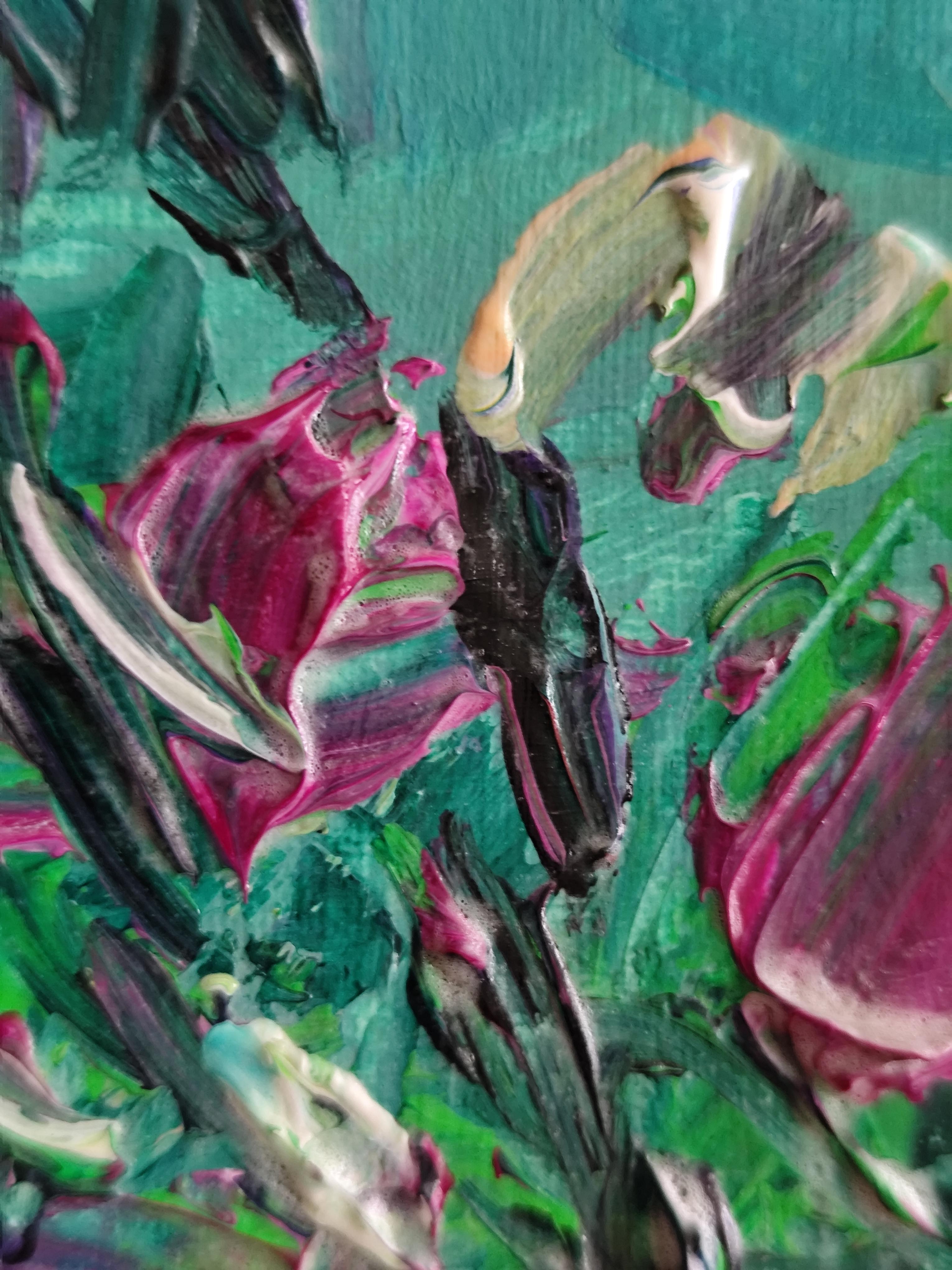 « Mon bouquet de fleurs d'été » (petite peinture florale acrylique sur papier) en vente 9
