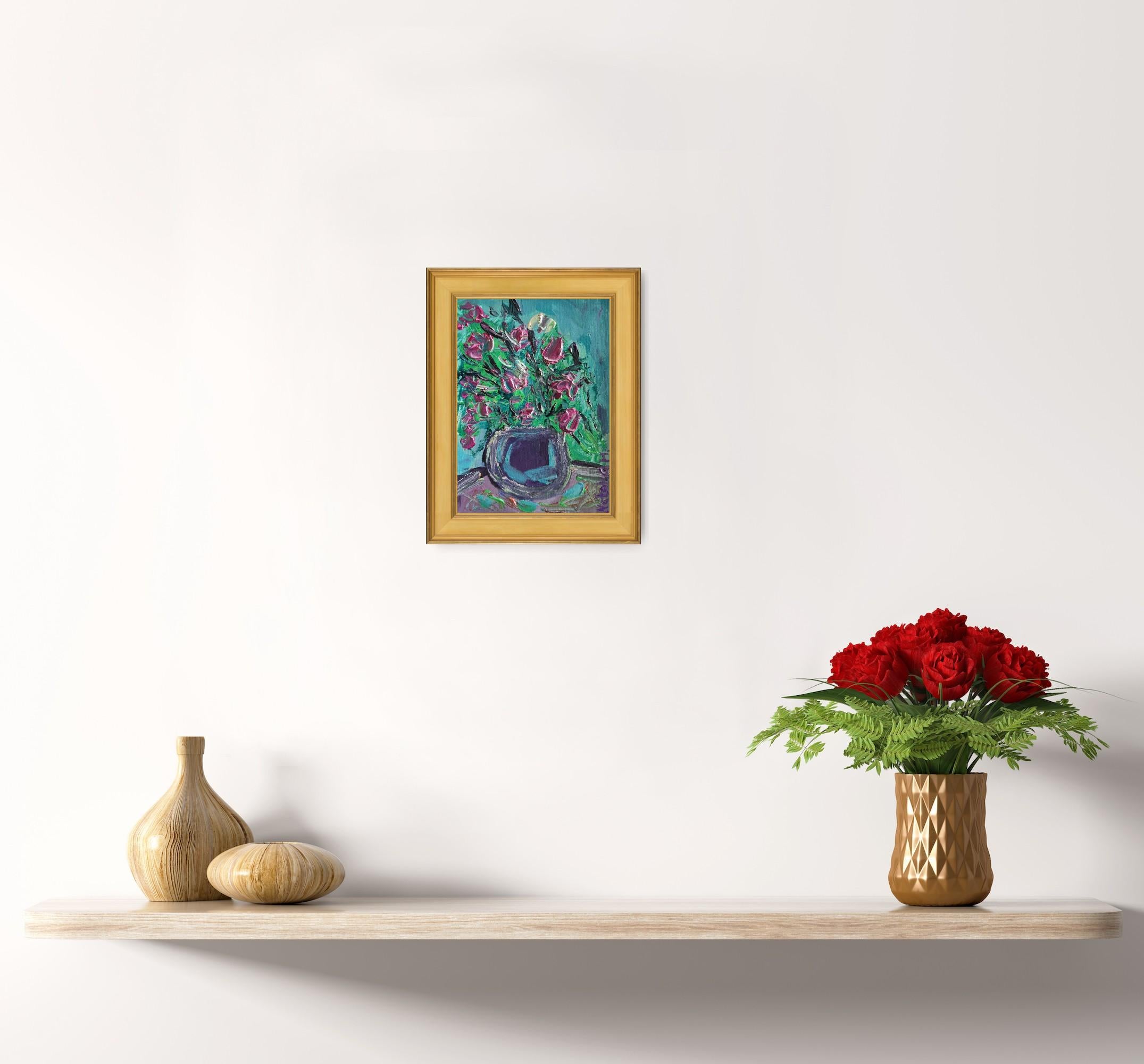 « Mon bouquet de fleurs d'été » (petite peinture florale acrylique sur papier) en vente 13