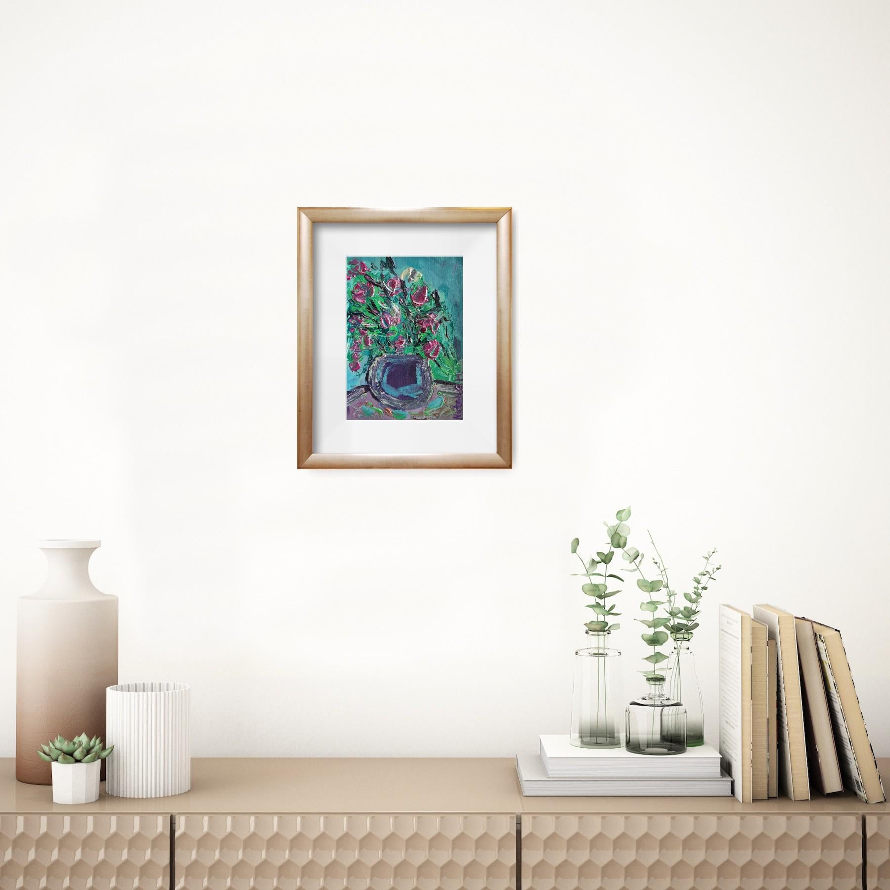 « Mon bouquet de fleurs d'été » (petite peinture florale acrylique sur papier) en vente 15